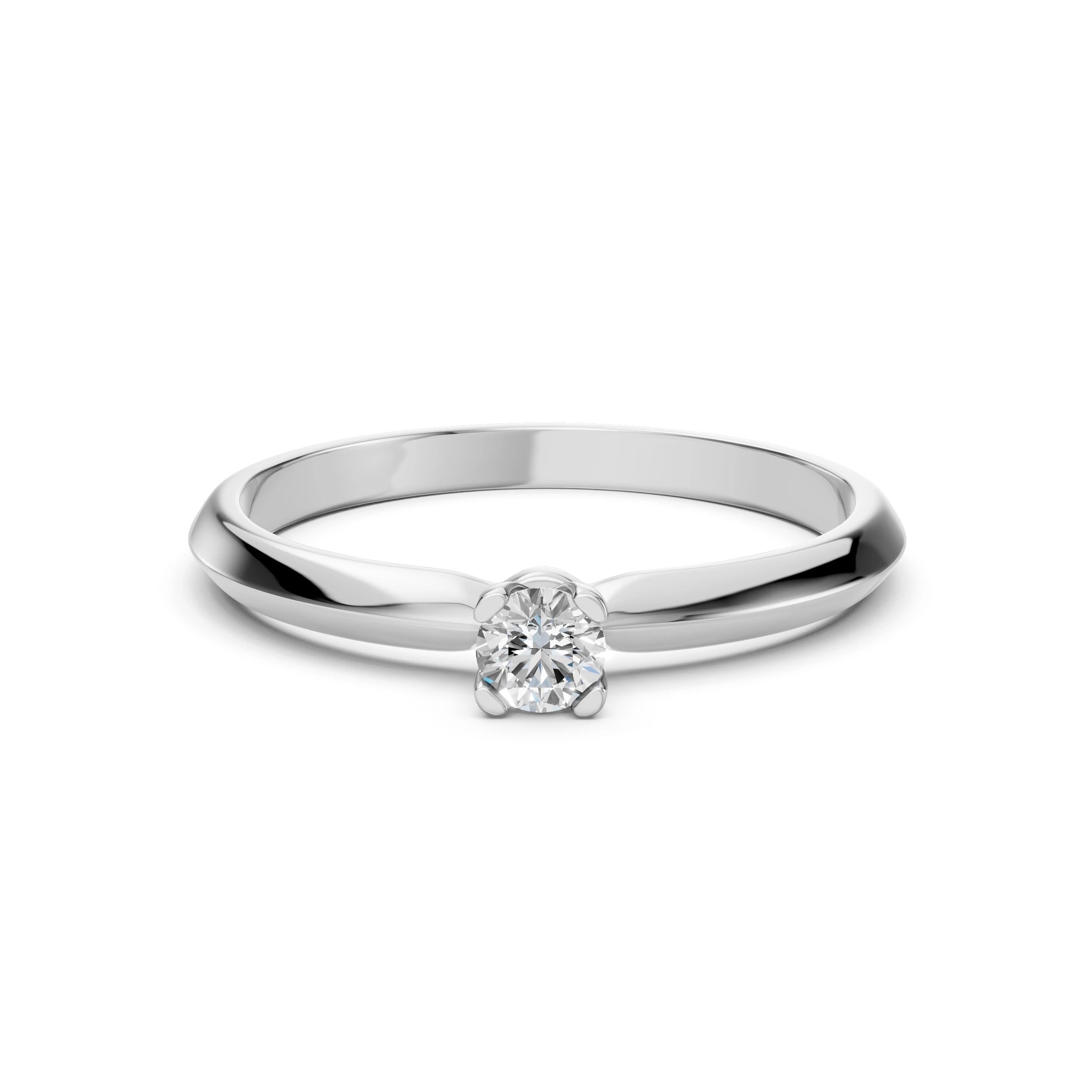 Inel de Logodnă Solitaire din Aur, Diamant Rotund Briliant 0.15 CT