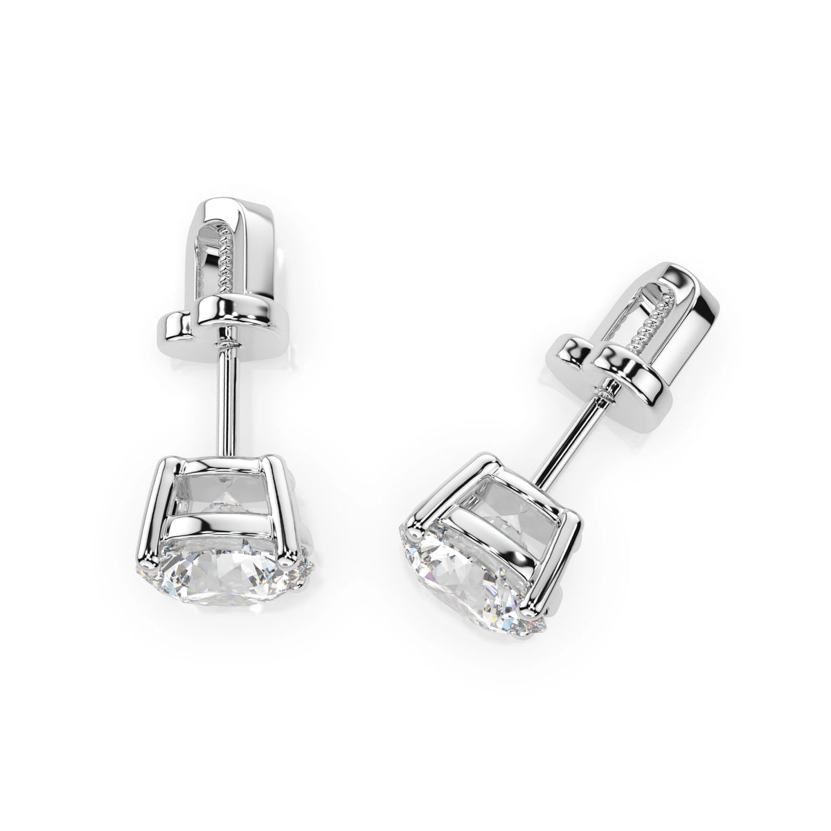 Cercei din Aur cu Diamante, Forma Rotund Briliant, 1,40 CT