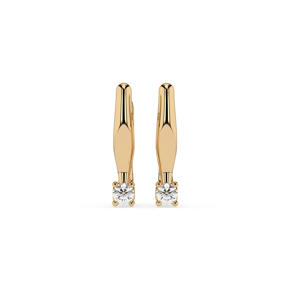 Cercei din Aur cu Diamante, Forma Rotund Briliant, 0,12 CT