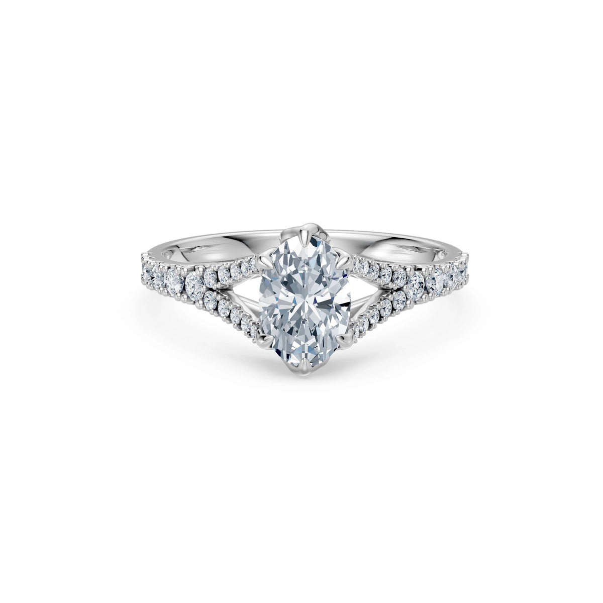 Inel de Logodnă din Aur cu Diamant Central Oval și Diamante Laterale 1,29 CT