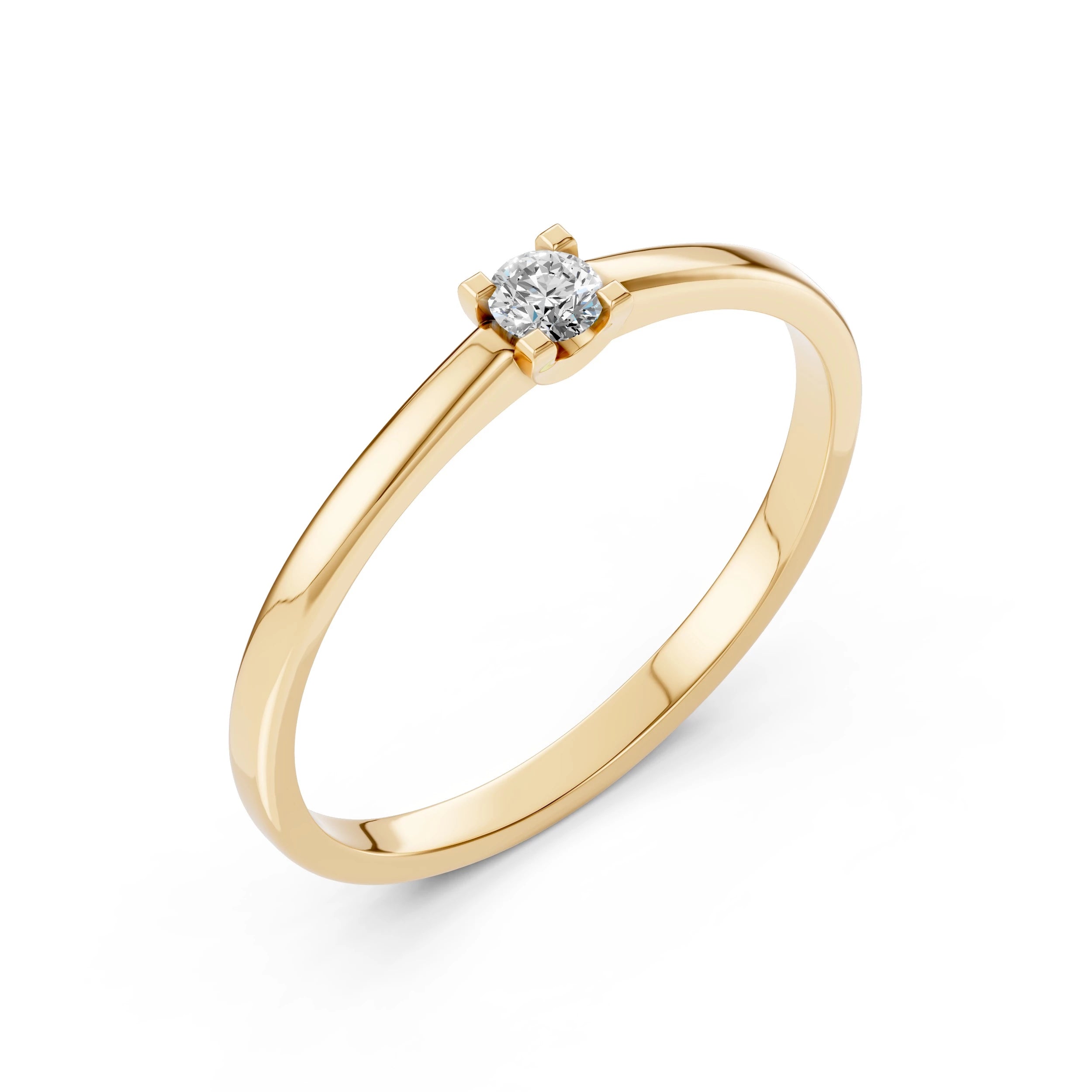 Inel de Logodnă Solitaire din Aur, Diamant Rotund Briliant 0.10 CT