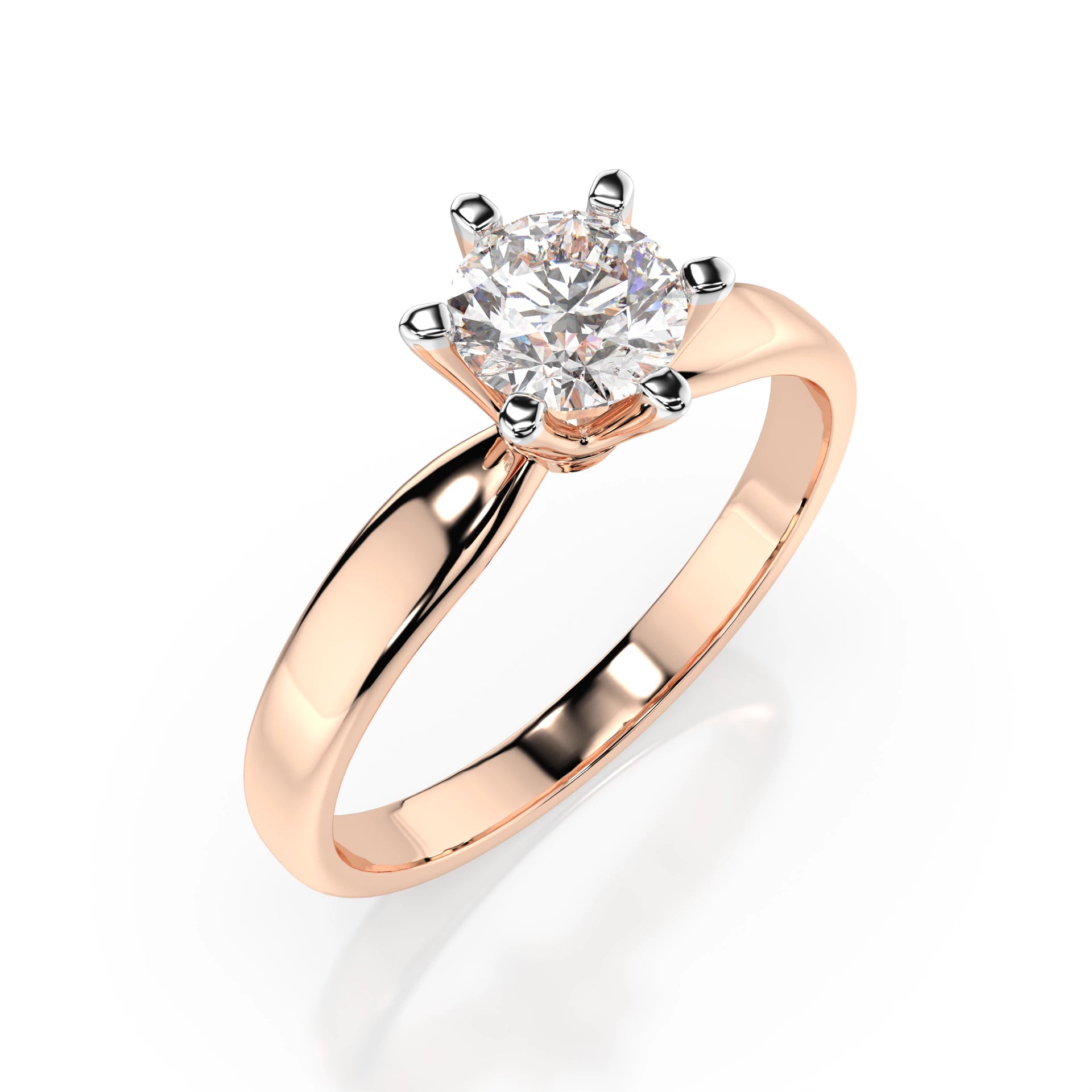 Inel de Logodnă Solitaire din Aur, Diamant Rotund Briliant 0.50 CT