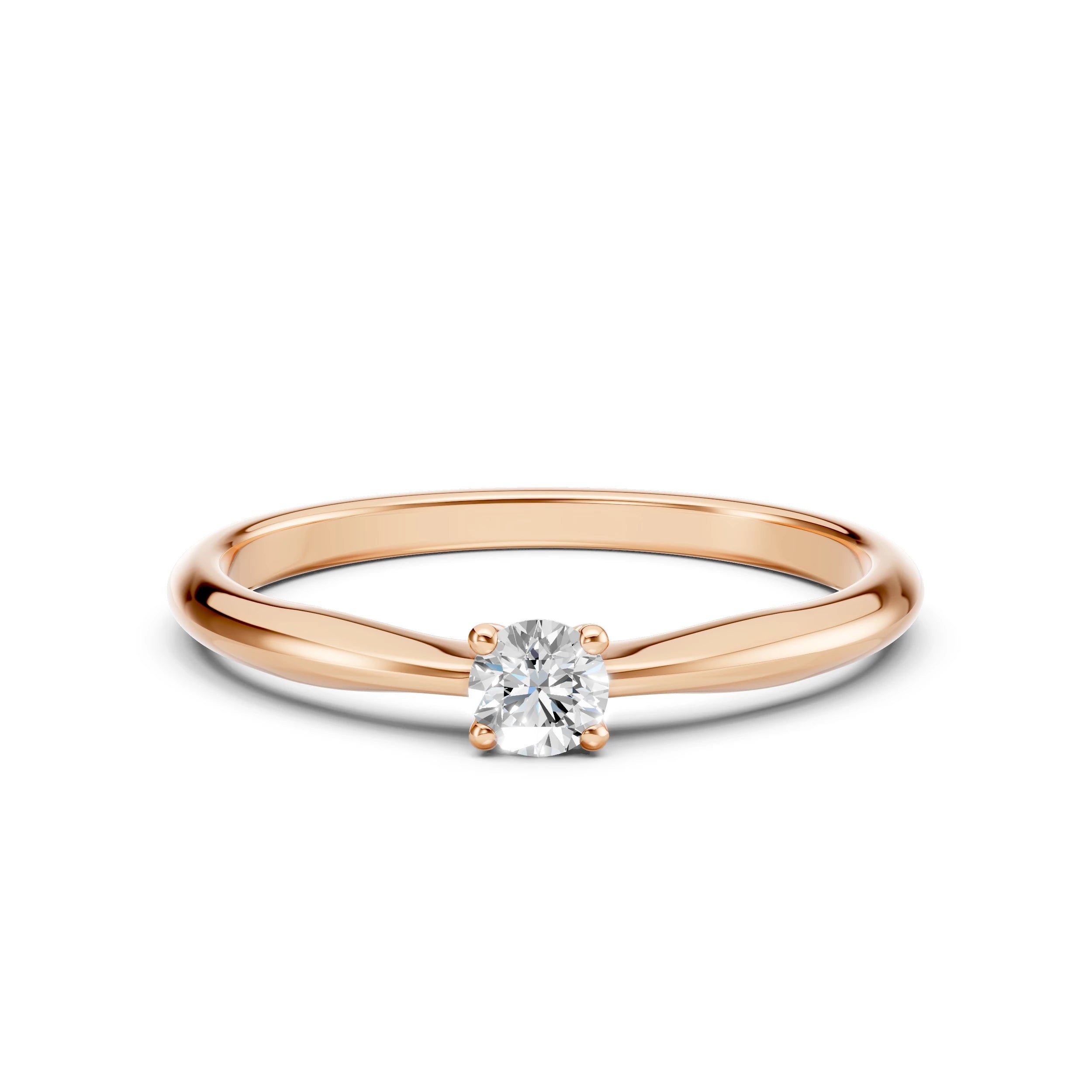 Inel de Logodnă Solitaire din Aur, Diamant Rotund Briliant 0.20 CT