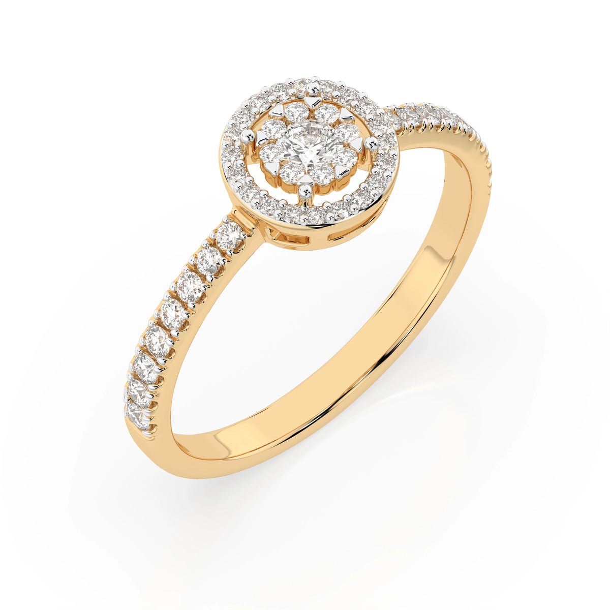 Inel din Aur cu Diamante, Forma Rotund Briliant, 0,37 CT