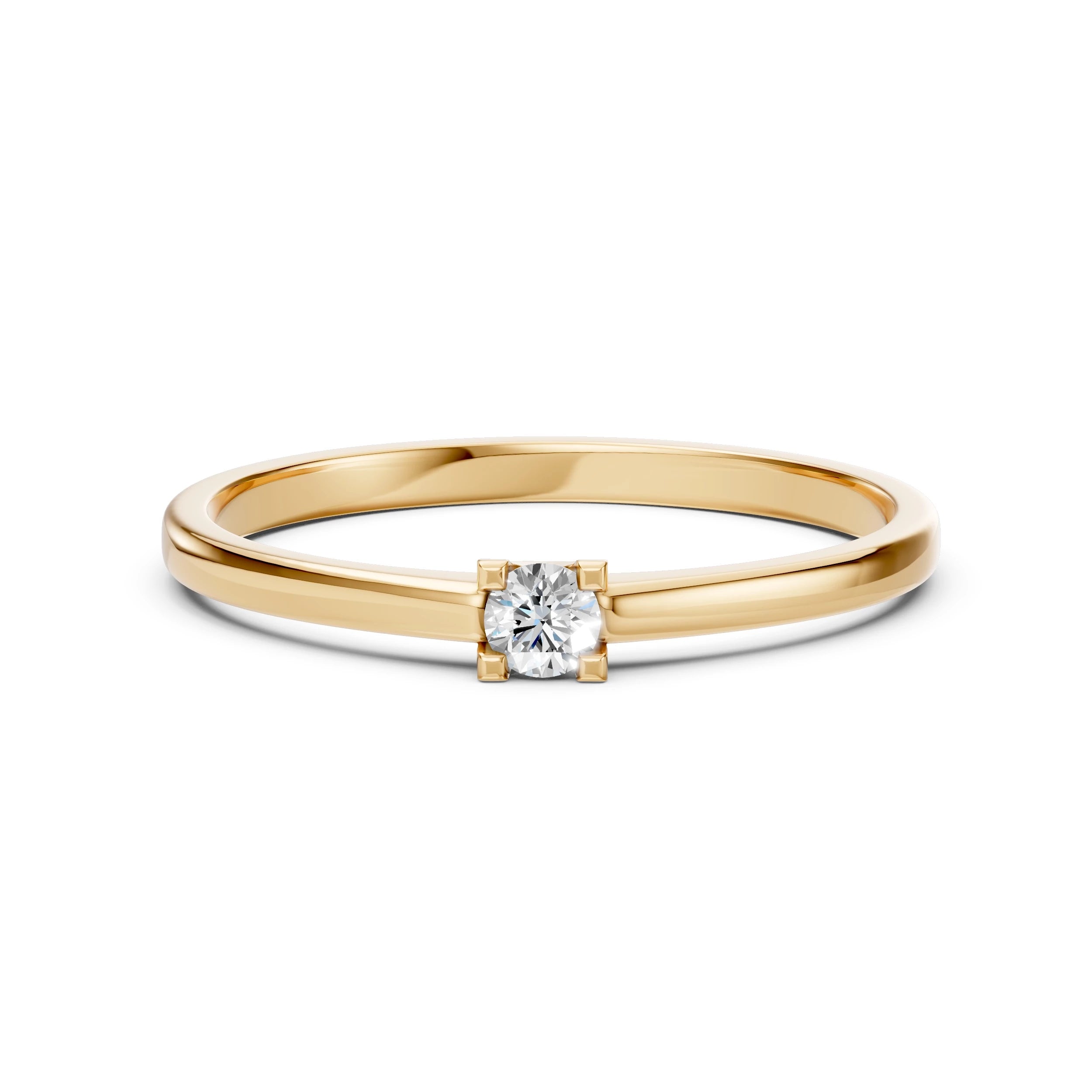 Inel de Logodnă Solitaire din Aur, Diamant Rotund Briliant 0.10 CT