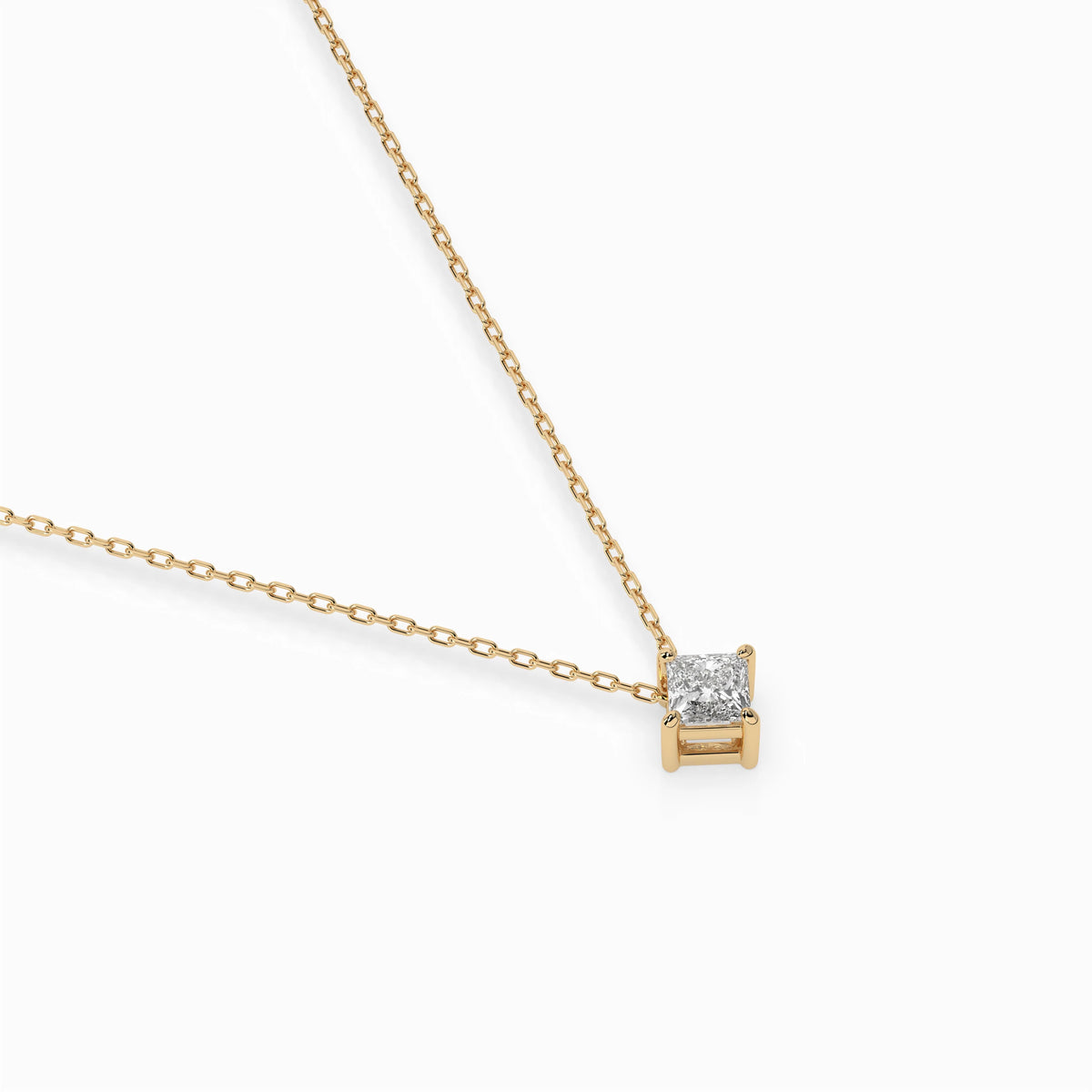 Colier din Aur cu Diamant, Forma Princess, 0,17 CT