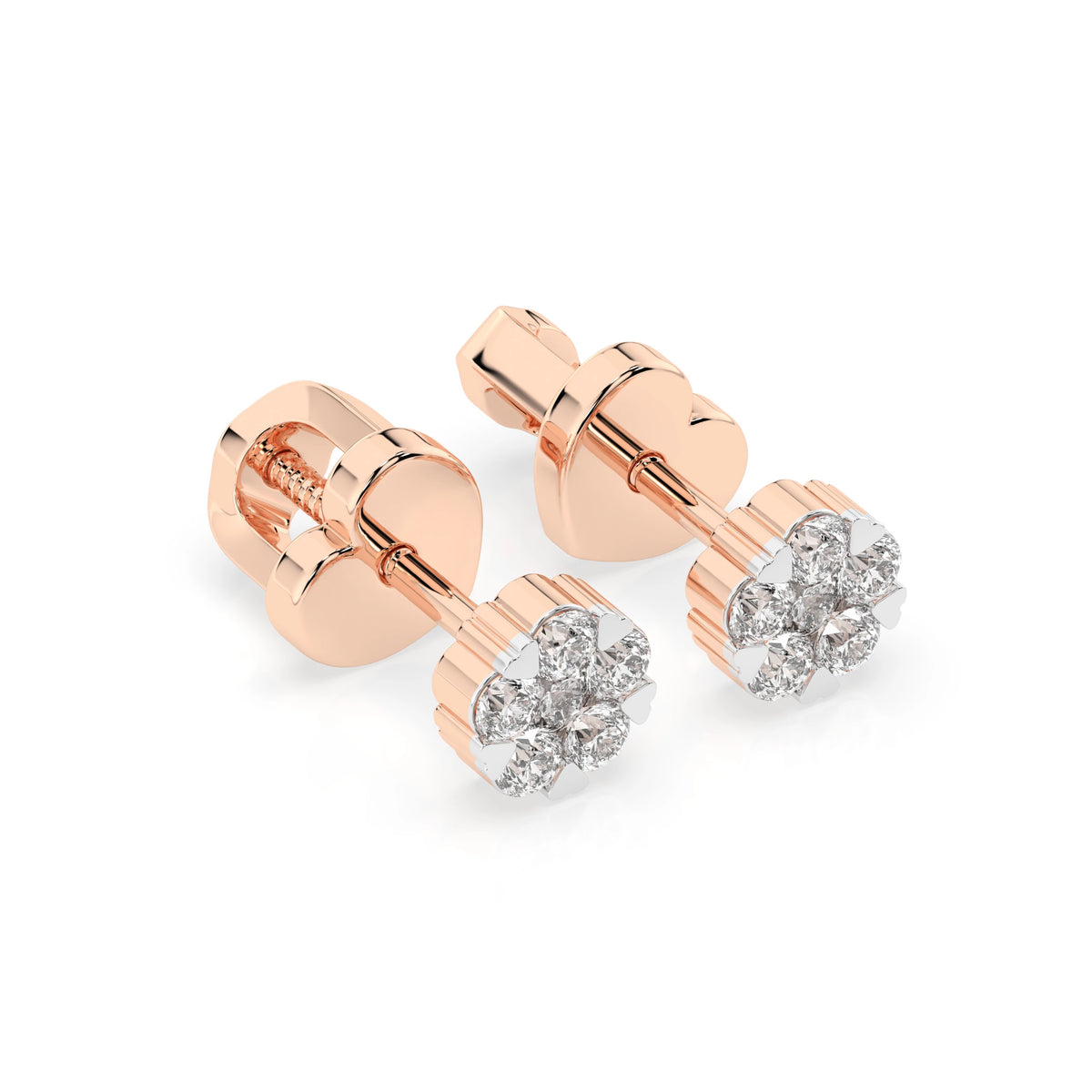 Cercei din Aur cu Diamante, Forma Rotund Briliant, 0,11 CT