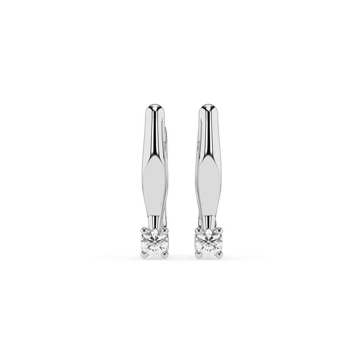 Cercei din Aur cu Diamante, Forma Rotund Briliant, 0,12 CT