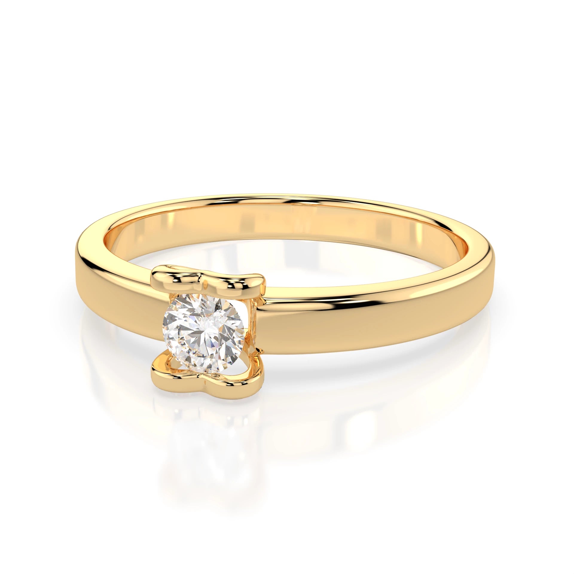 Inel de Logodnă Solitaire din Aur, Diamant Rotund Briliant 0.15 CT