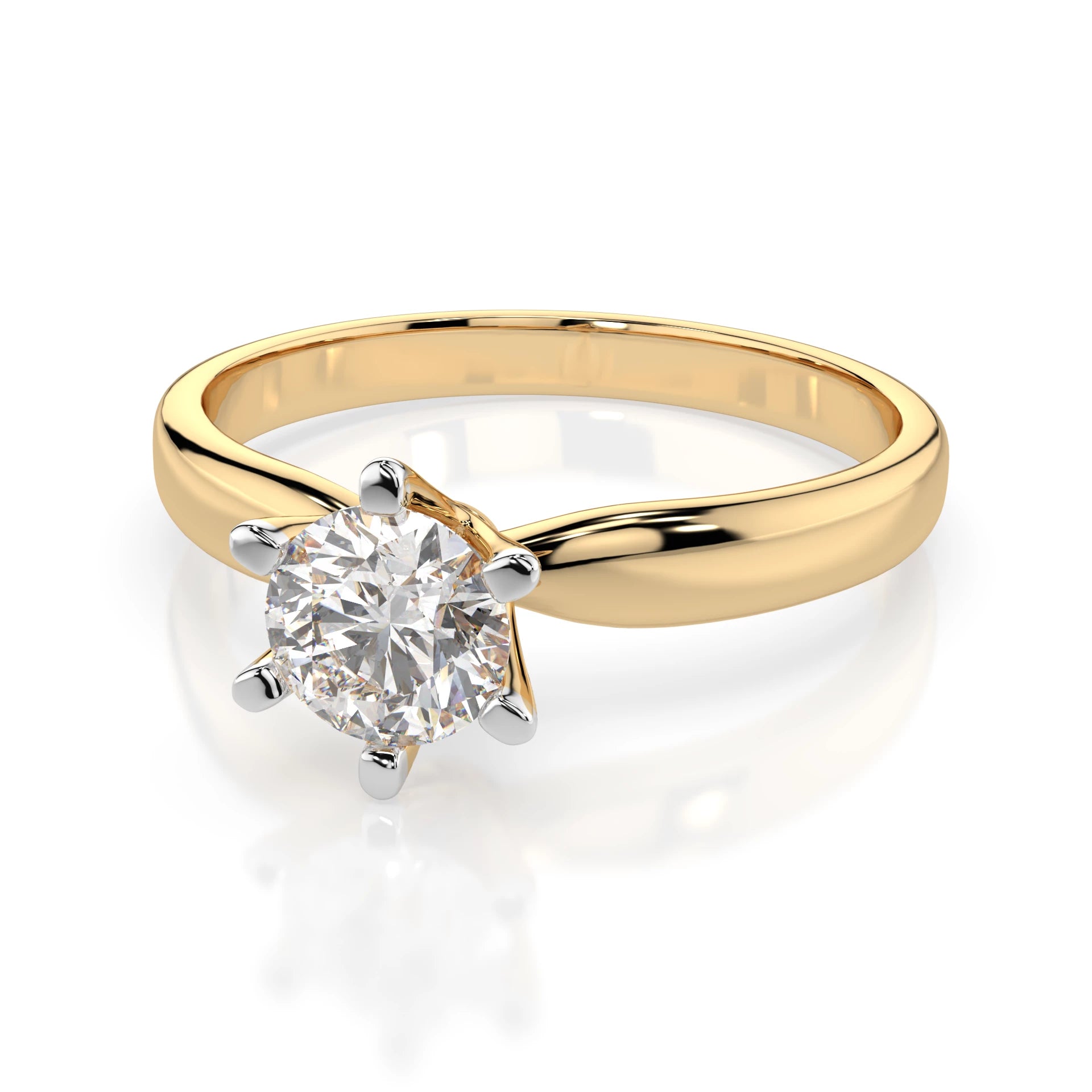 Inel de Logodnă Solitaire din Aur, Diamant Rotund Briliant 0.50 CT