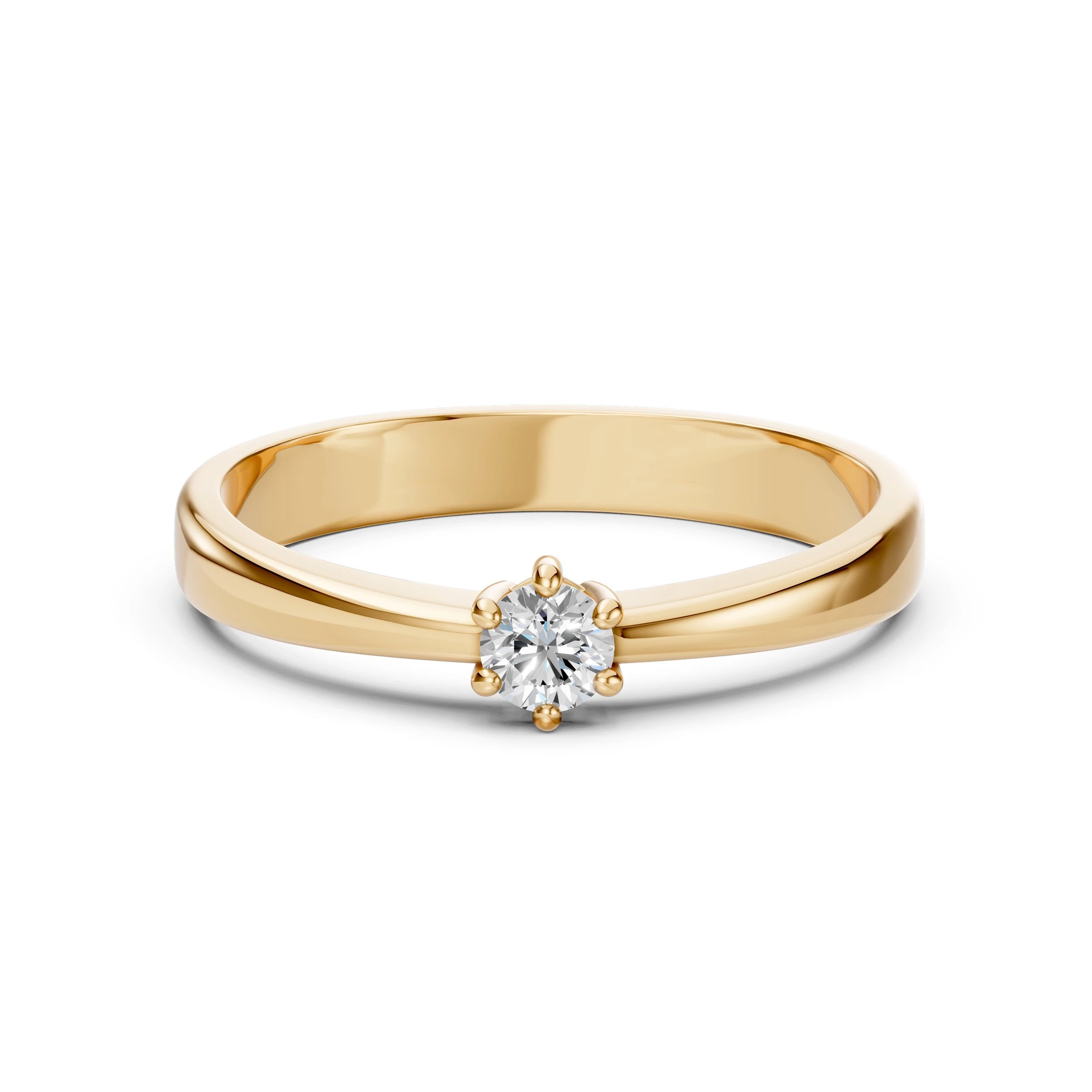 Inel de Logodnă Solitaire din Aur, Diamant Rotund Briliant 0.15 CT