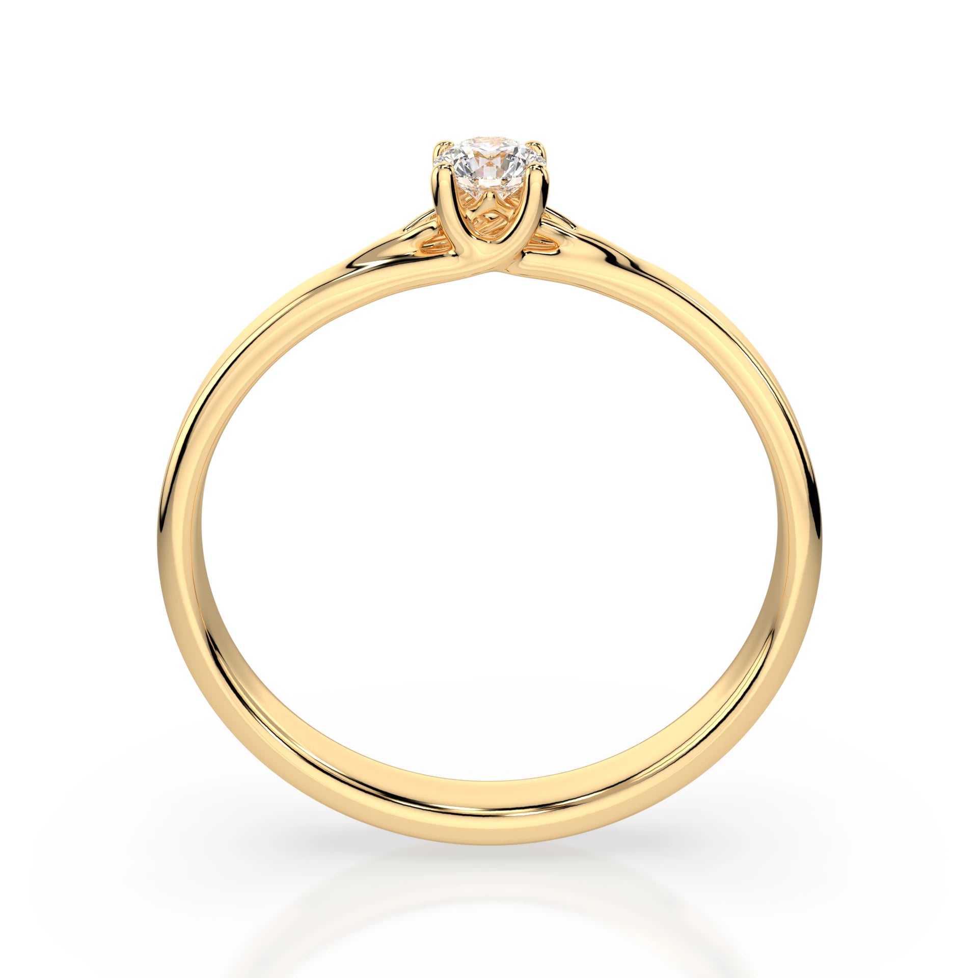 Inel de Logodnă Solitaire din Aur, Diamant Rotund Briliant 0.10 CT