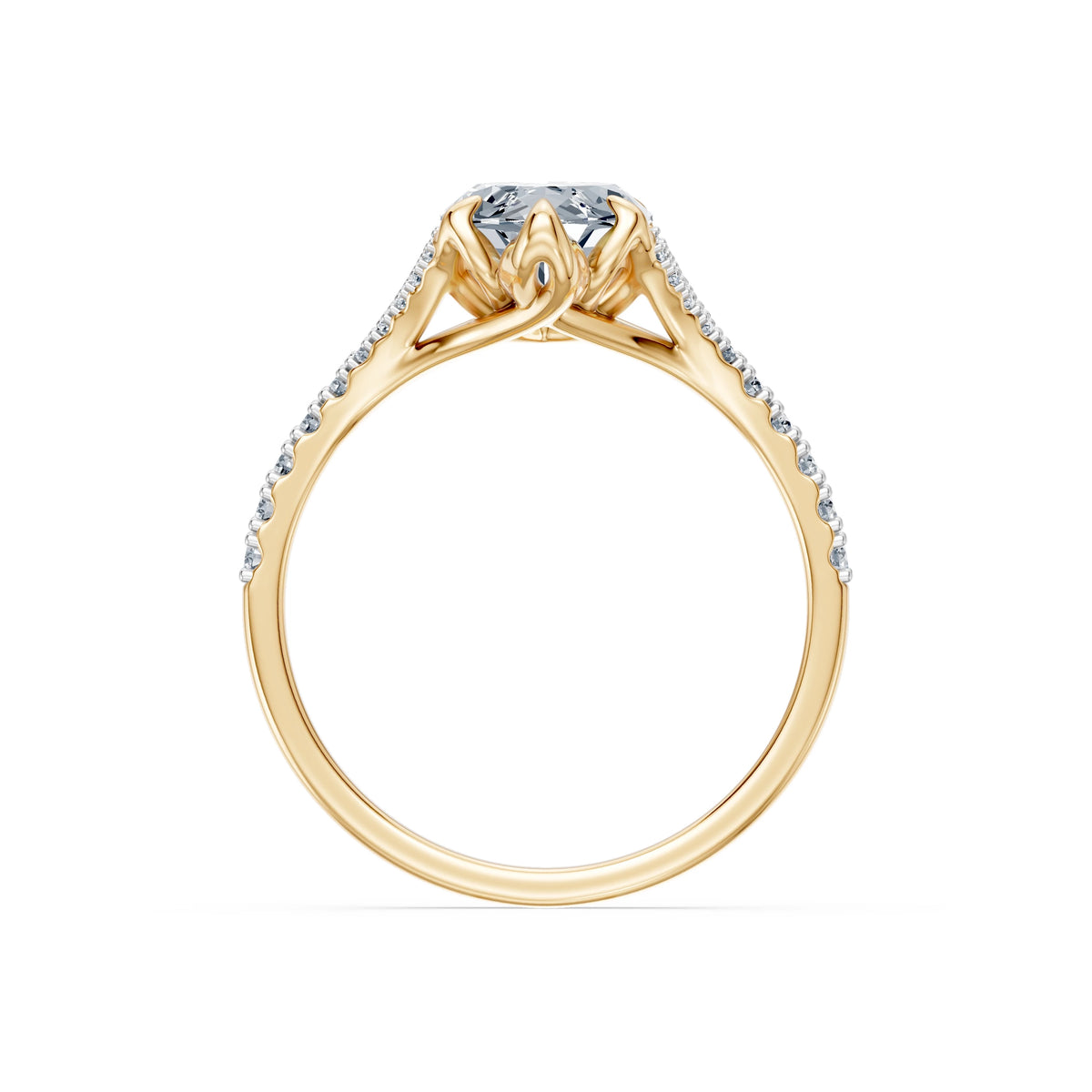 Inel de Logodnă din Aur cu Diamant Central Marquise și Diamante Laterale 2,37 CT