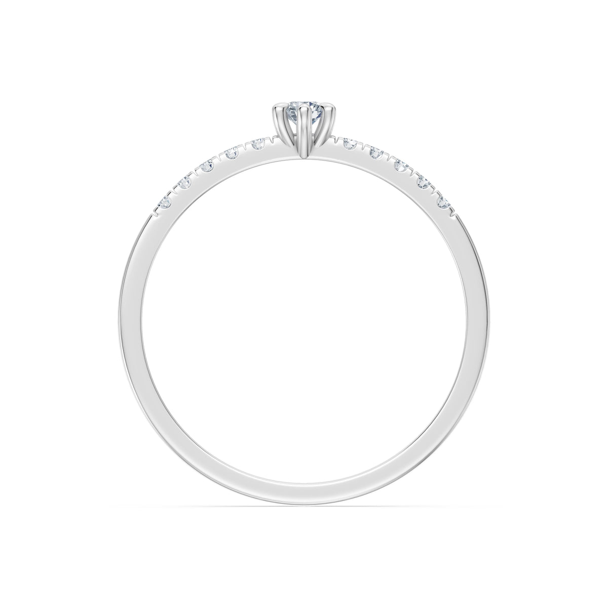 Inel de Logodnă din Aur cu Diamant Central Rotund Briliant și Diamante Laterale 0,17 CT