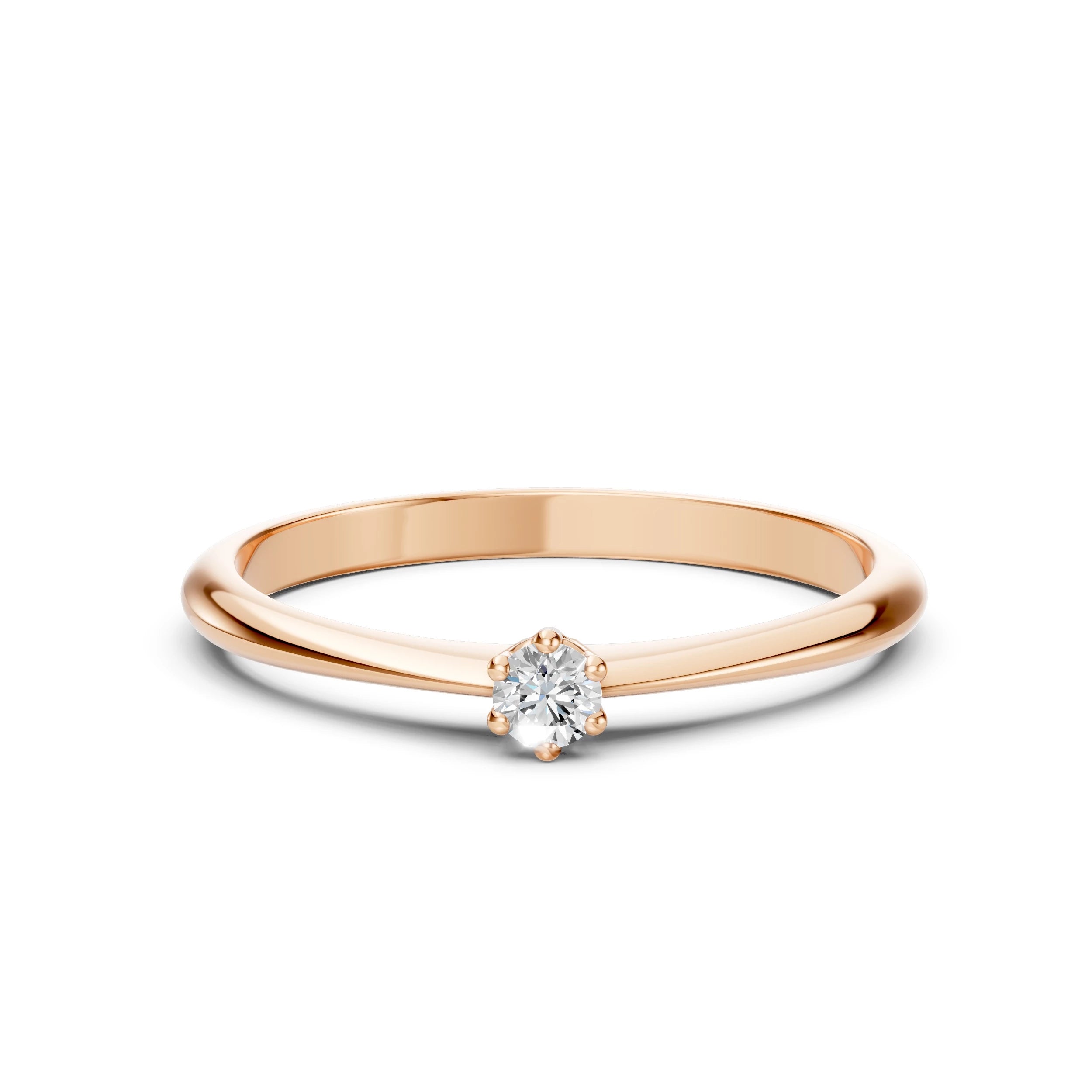 Inel de Logodnă Solitaire din Aur, Diamant Rotund Briliant 0.15 CT