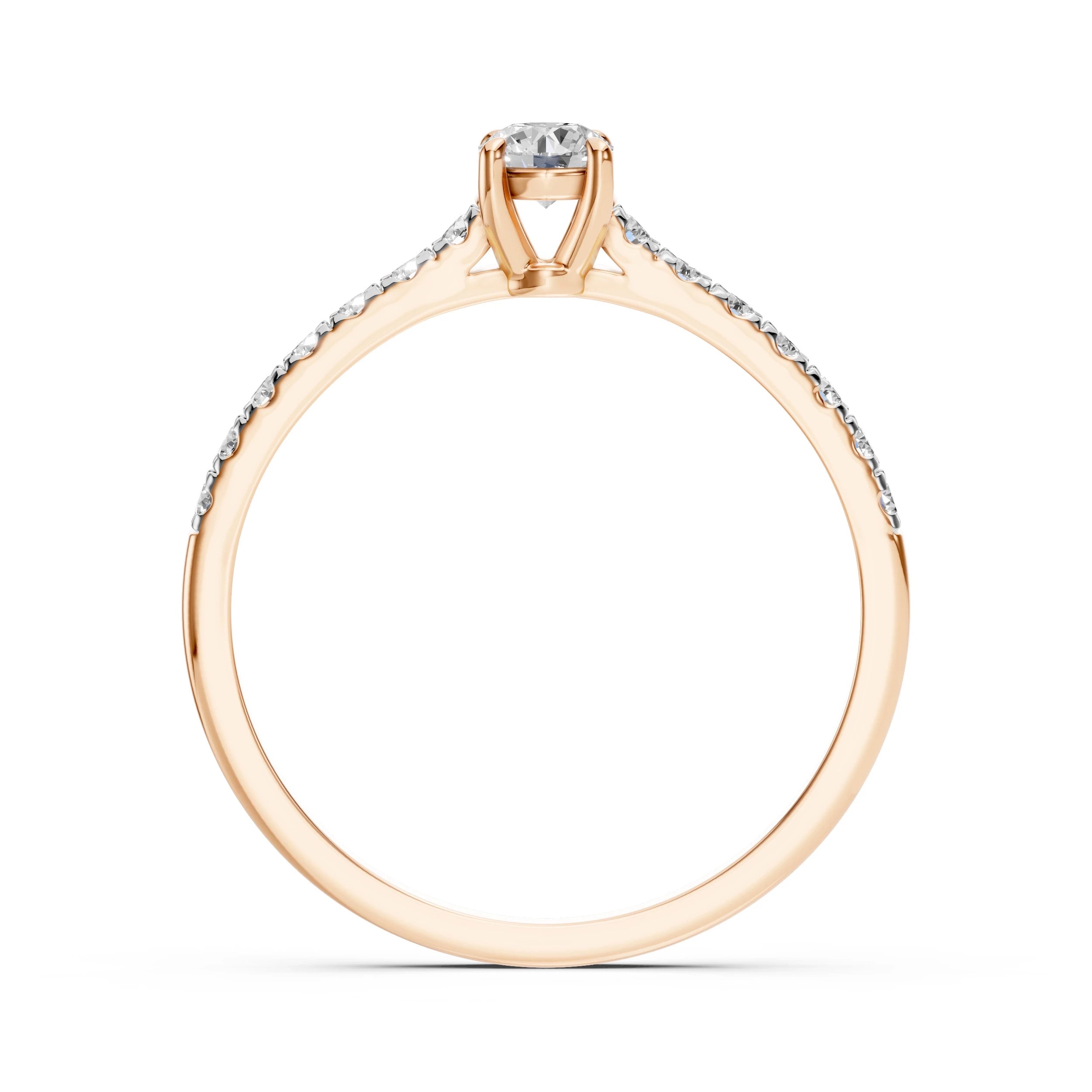 Inel de Logodnă din Aur cu Diamant Central și Diamante Laterale Rotunde 0.51 CT