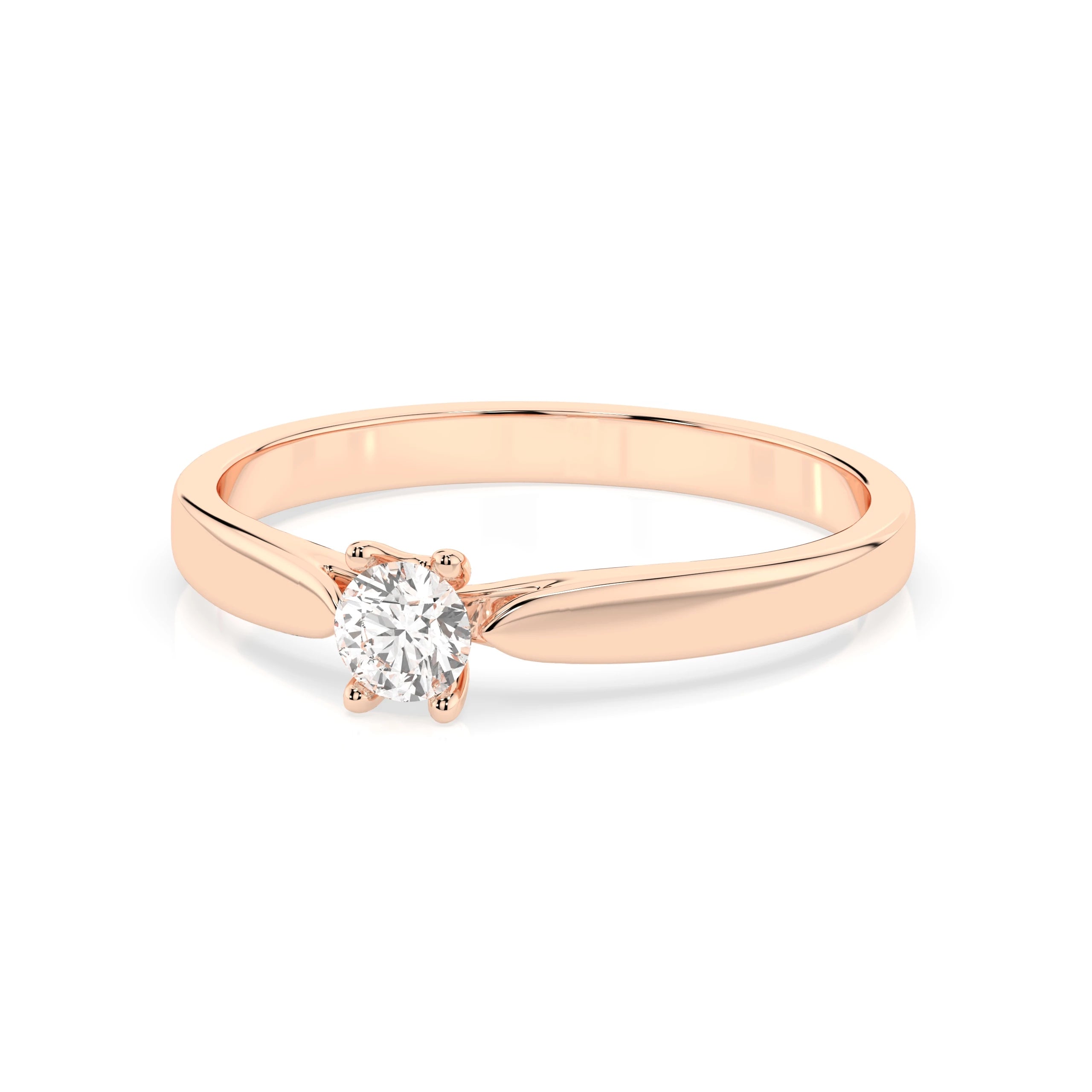 Inel de Logodnă Solitaire din Aur, Diamant Rotund Briliant 0.15 CT