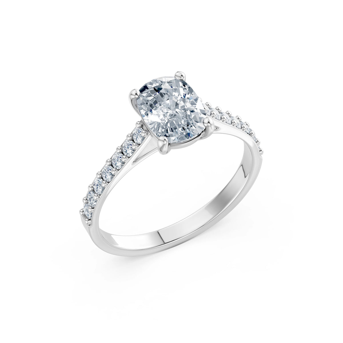 Inel de Logodnă din Aur cu Diamant Central Cushion și Diamante Laterale 1,78 CT