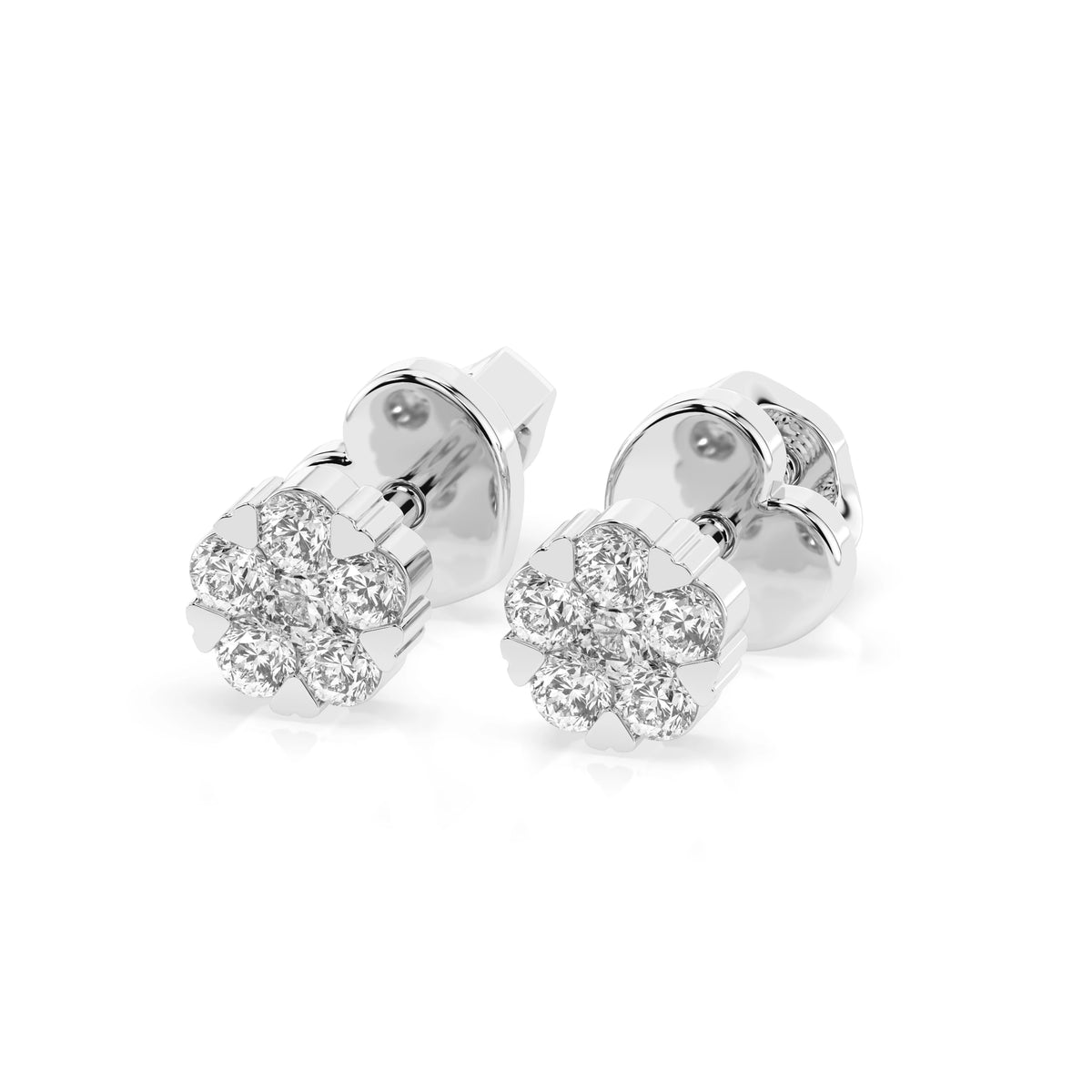 Cercei din Aur cu Diamante, Forma Rotund Briliant, 0,11 CT