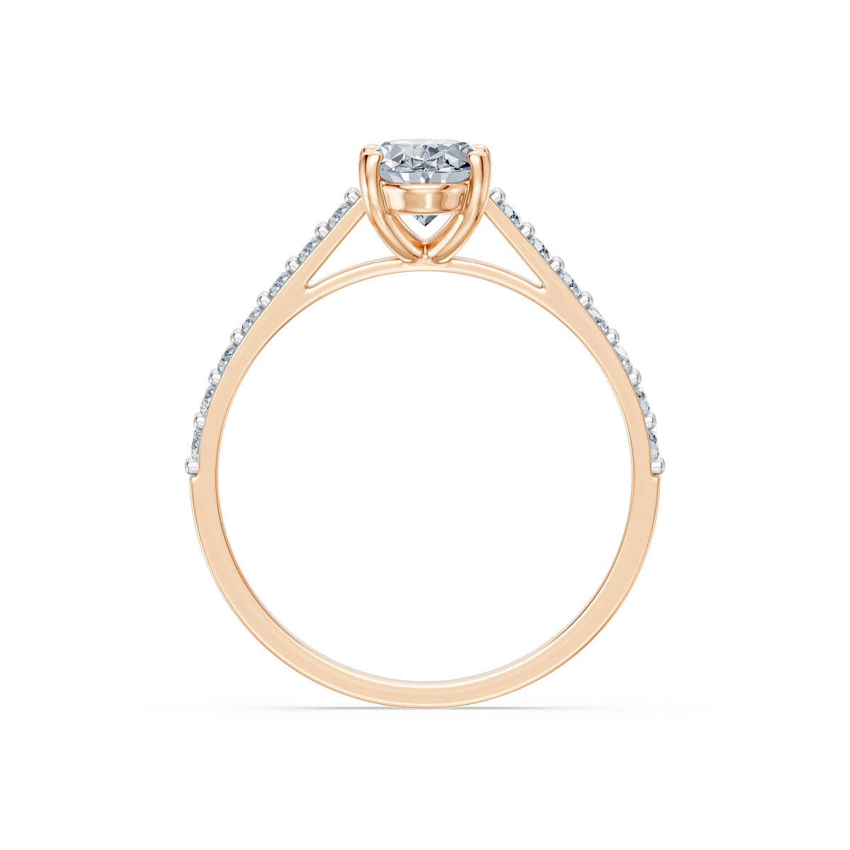 Inel de Logodnă din Aur cu Diamant Central Oval și Diamante Laterale 1,28 CT