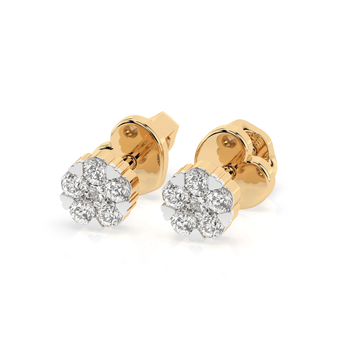 Cercei din Aur cu Diamante, Forma Rotund Briliant, 0,11 CT