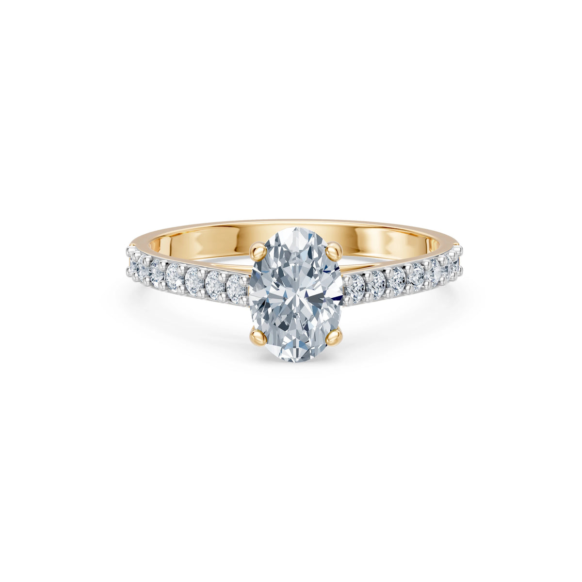Inel de Logodnă din Aur cu Diamant Central Oval și Diamante Laterale 1,28 CT