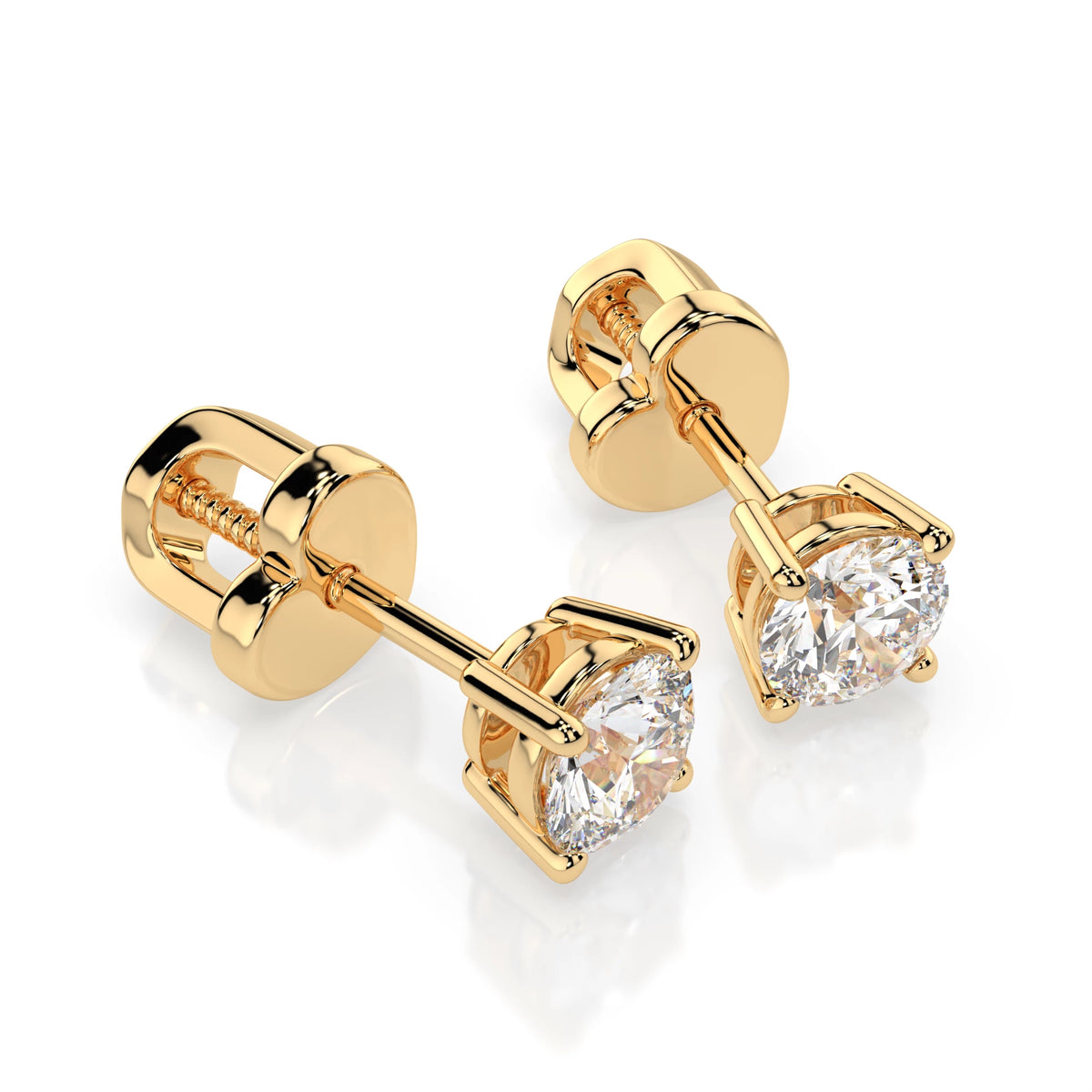 Cercei din Aur cu Diamante, Forma Rotund Briliant, 0,70 CT
