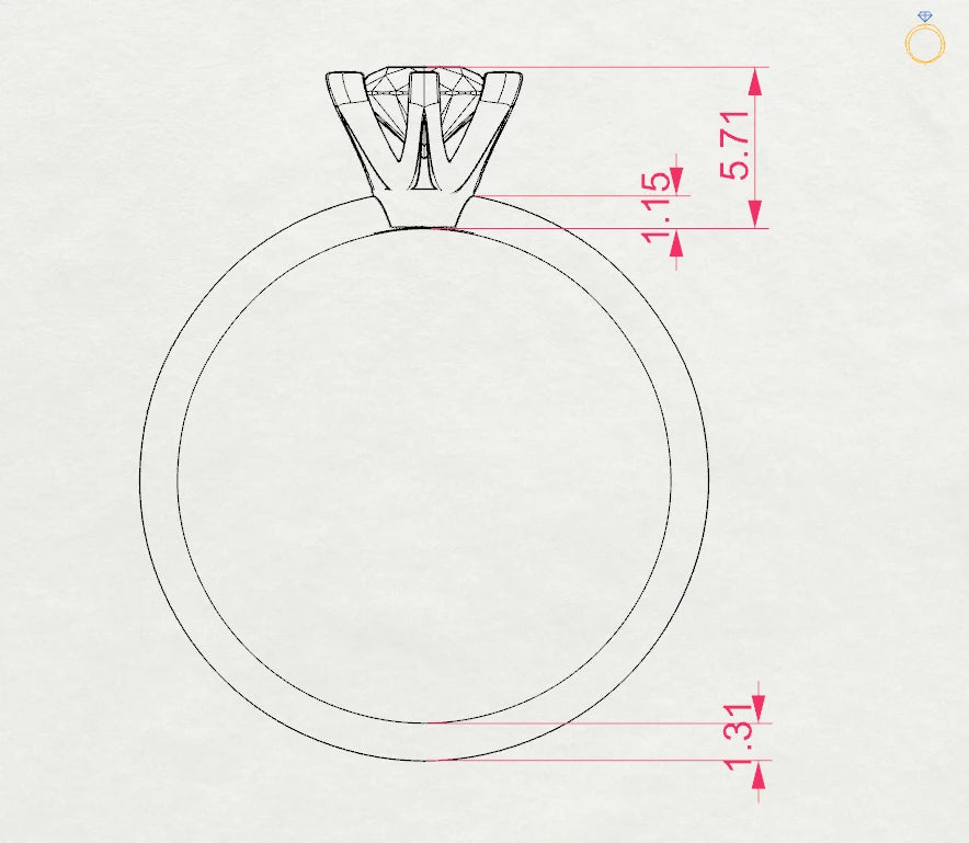 Inel de Logodnă Solitaire din Aur, Diamant Rotund Briliant 0.50 CT