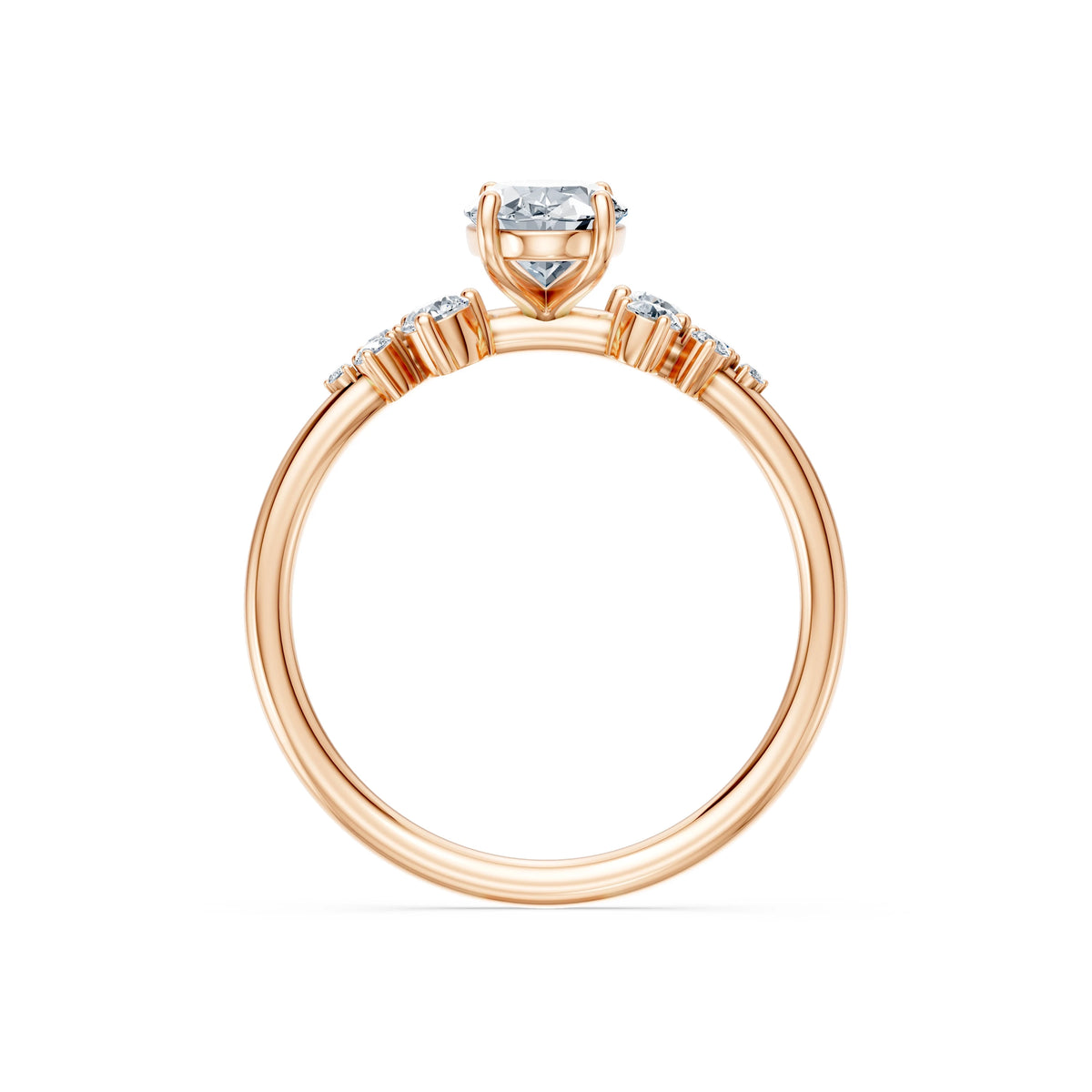 Inel de Logodnă din Aur cu Diamant Central Oval și Diamante Laterale 1,25 CT
