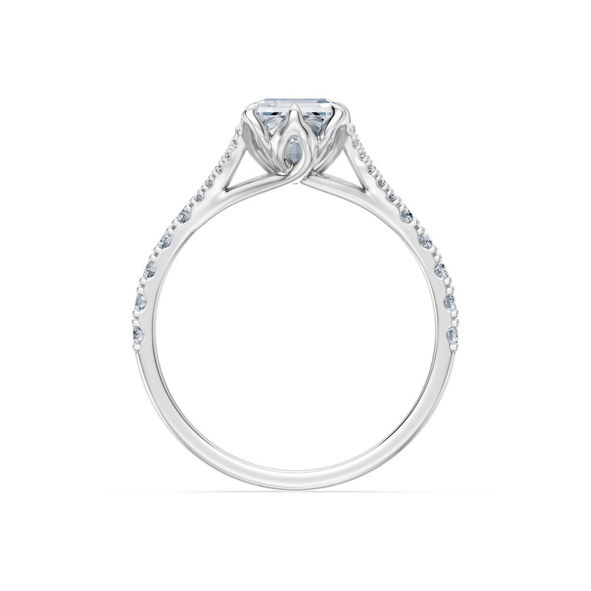 Inel de Logodnă din Aur cu Diamant Central Emerald și Diamante Laterale 2,37 CT