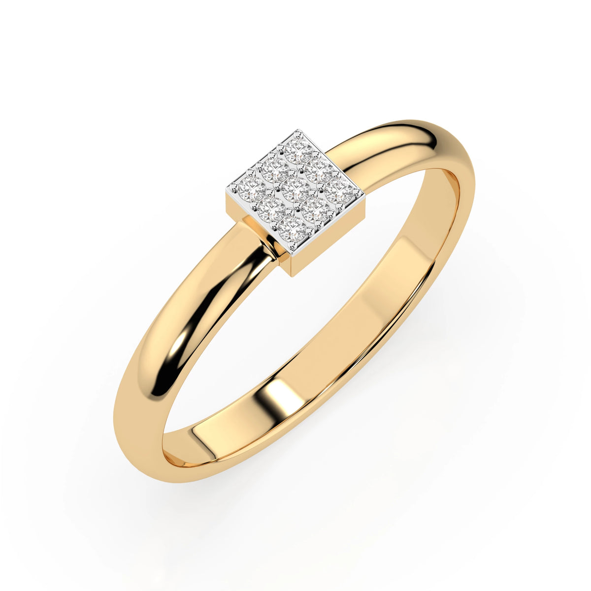 Inel din Aur cu Diamante, Forma Rotund Briliant, 0,05 CT