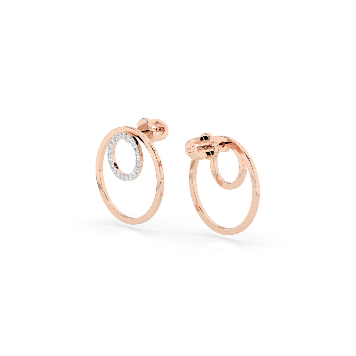Cercei din Aur cu Diamante, Forma Rotund Briliant, 0,25 CT