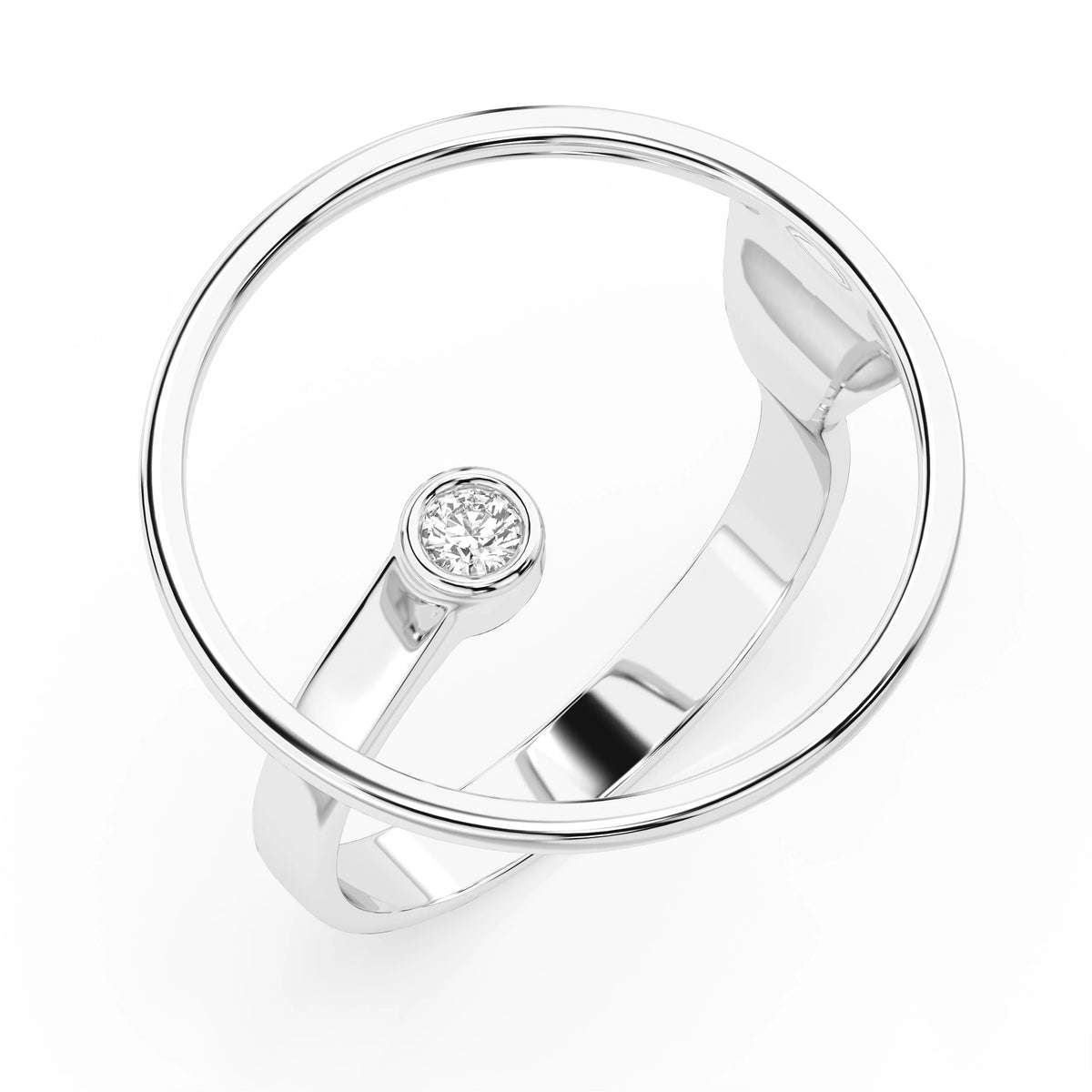 Inel din Aur cu Diamant, Forma Rotund Briliant, 0,03 CT