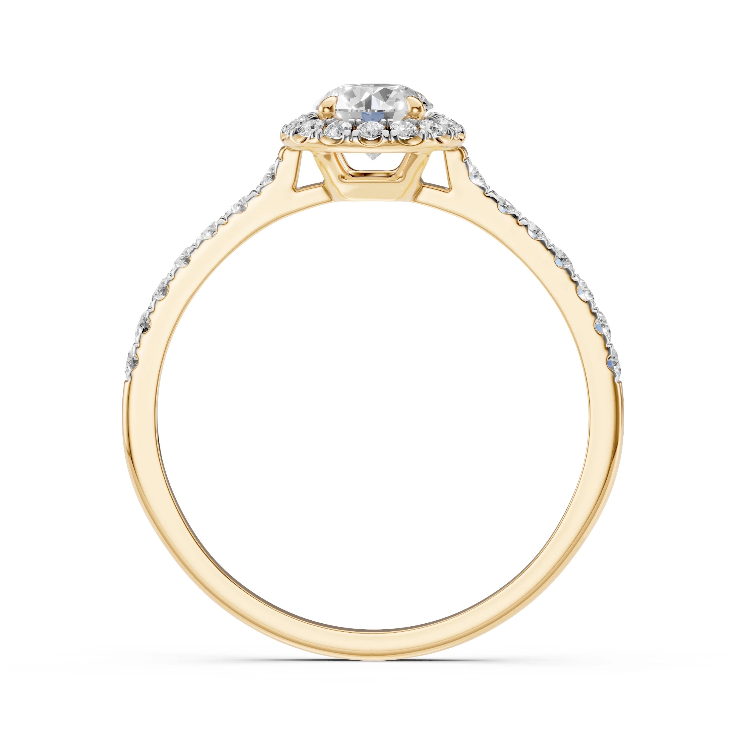 Inel de Logodnă din Aur cu Diamant Central și Diamante Laterale Rotunde 0.79 CT