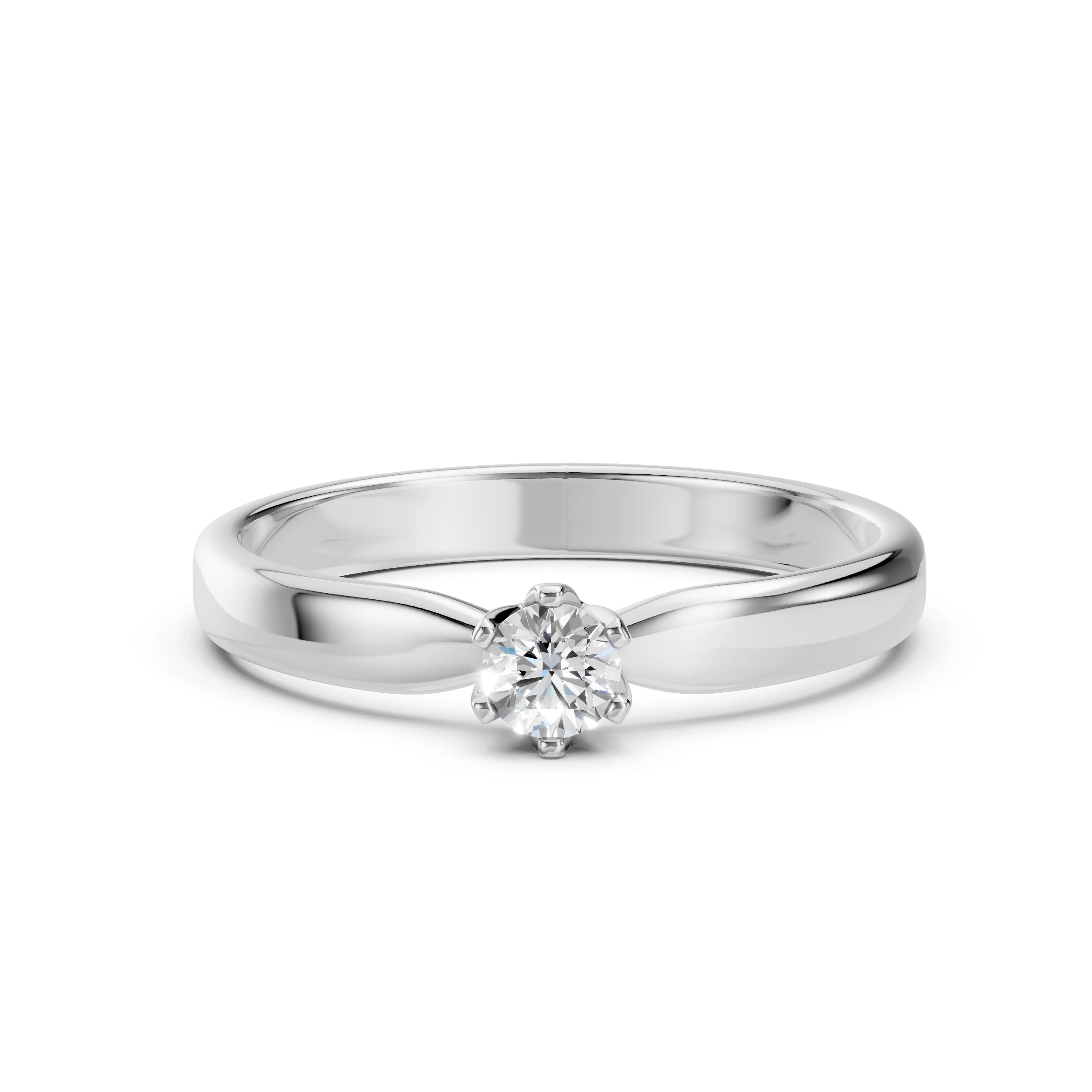 Inel de Logodnă Solitaire din Aur, Diamant Rotund Briliant 0.20 CT