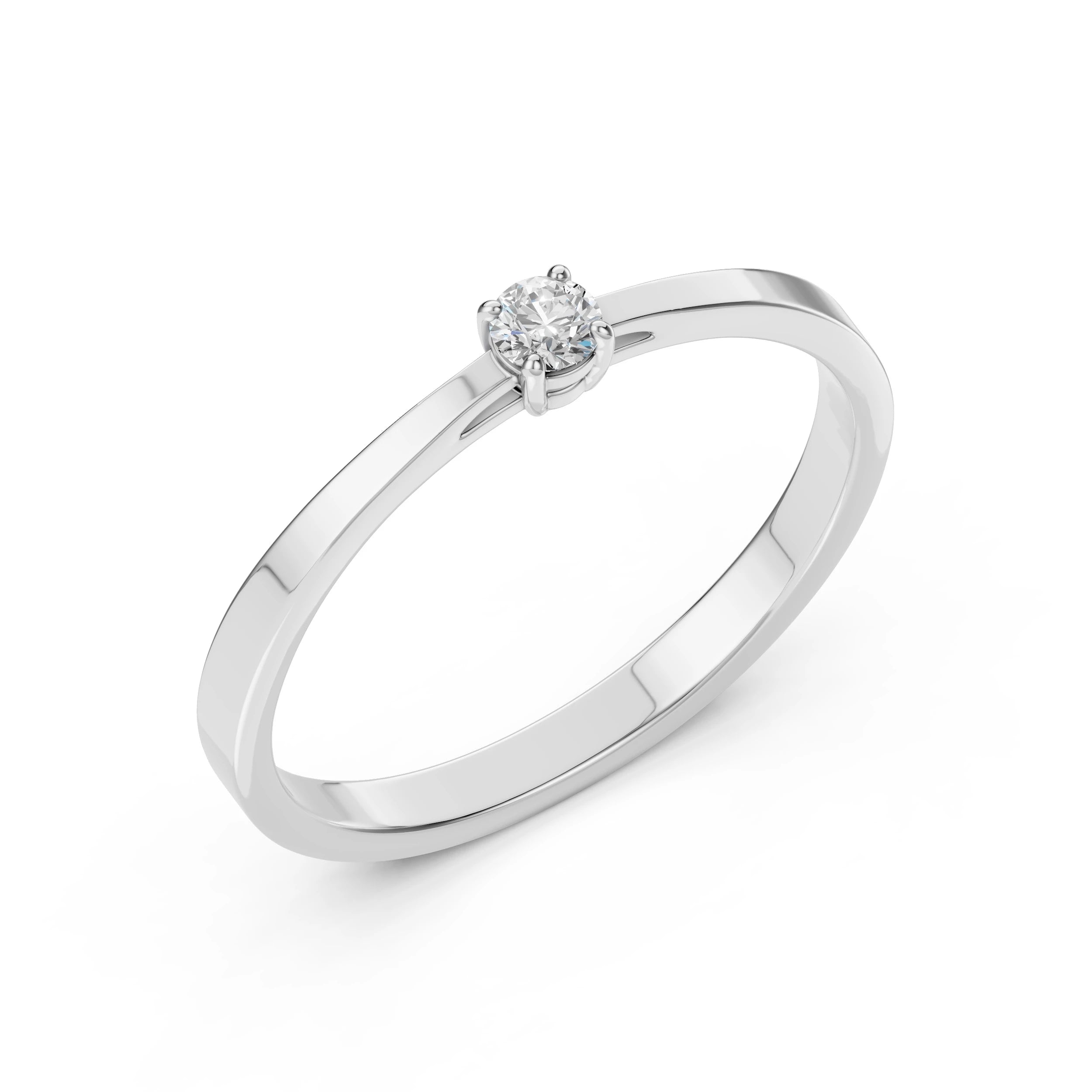 Inel de Logodnă Solitaire din Aur, Diamant Rotund Briliant 0.10 CT