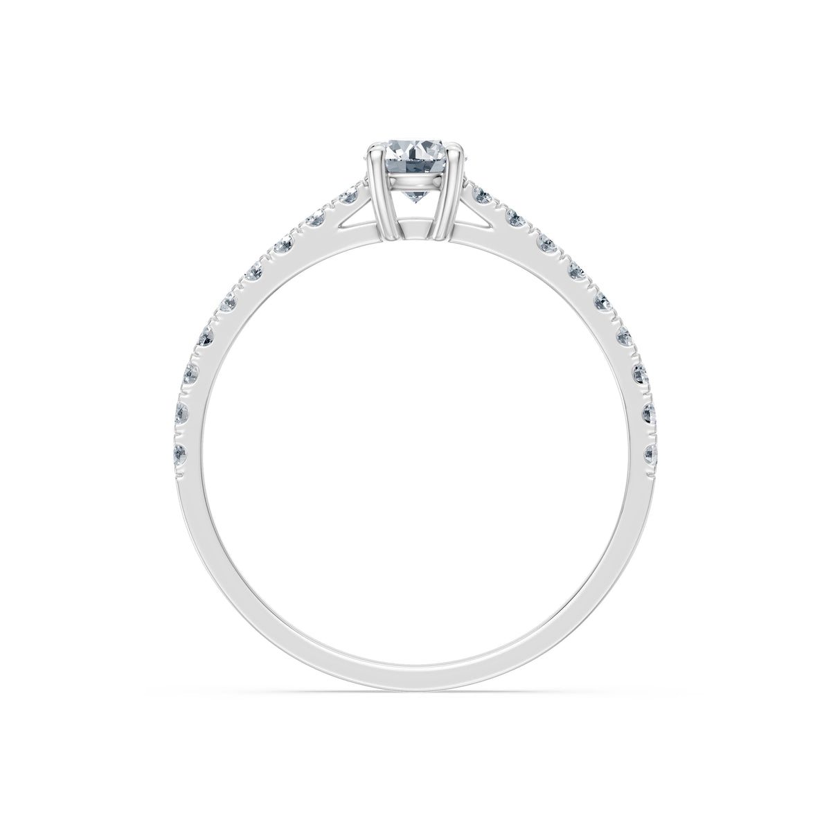 Inel de Logodnă din Aur cu Diamant Central Rotund Briliant și Diamante Laterale 0,53 CT
