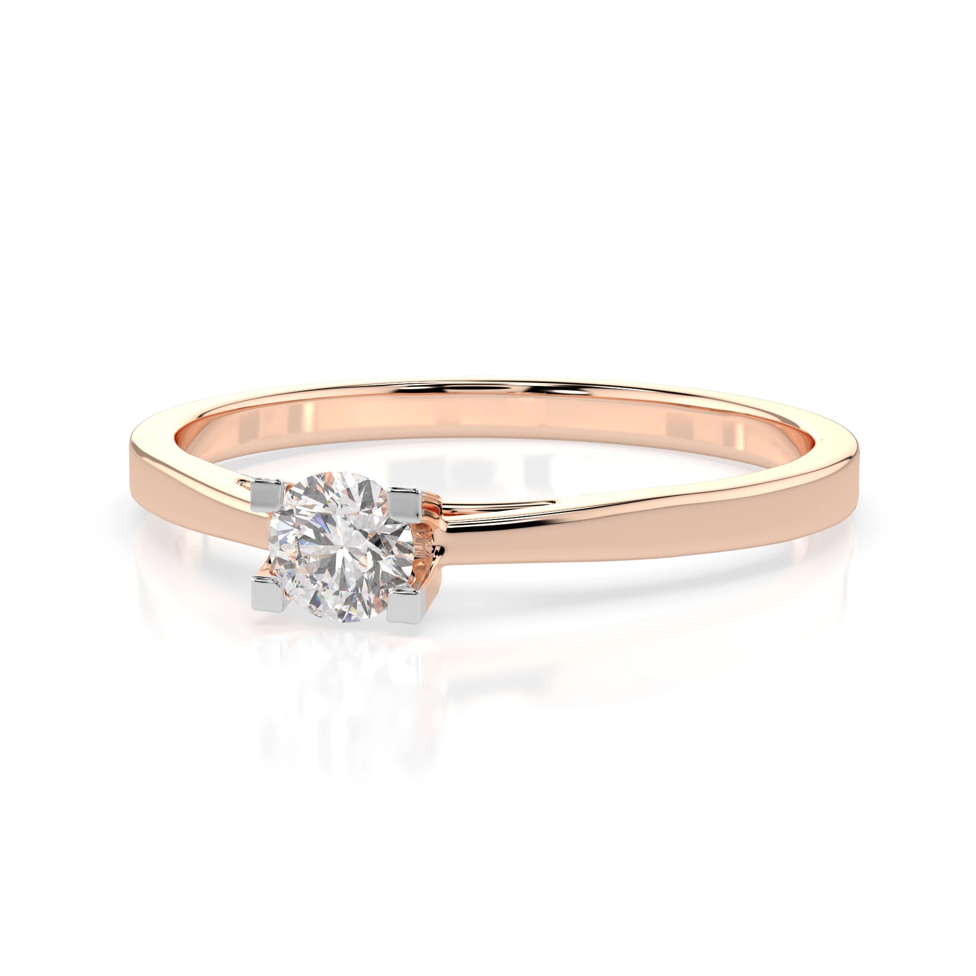 Inel de Logodnă Solitaire din Aur, Diamant Rotund Briliant 0.15 CT