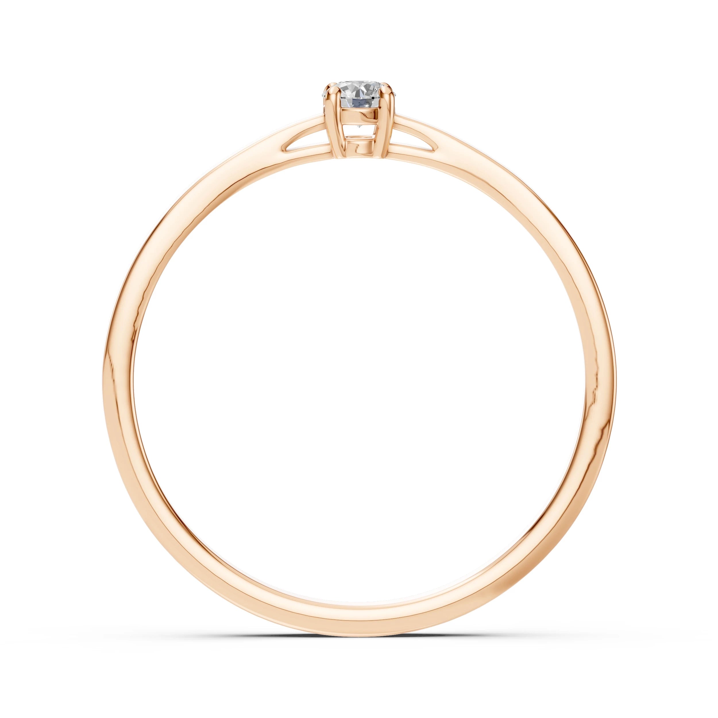 Inel de Logodnă Solitaire din Aur, Diamant Rotund Briliant 0.10 CT