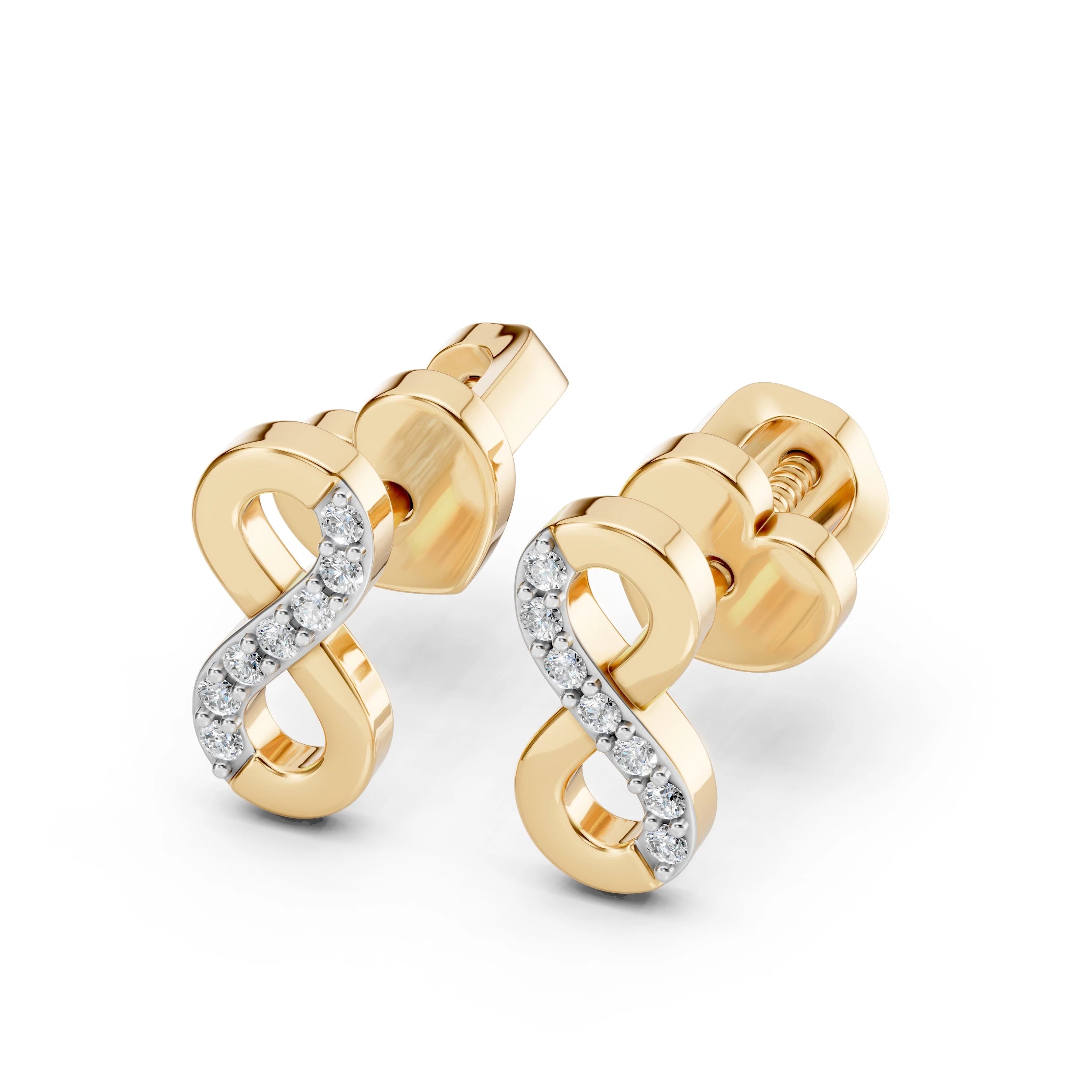 Cercei din Aur cu Diamante Rotunde Briliant 0.09 CT