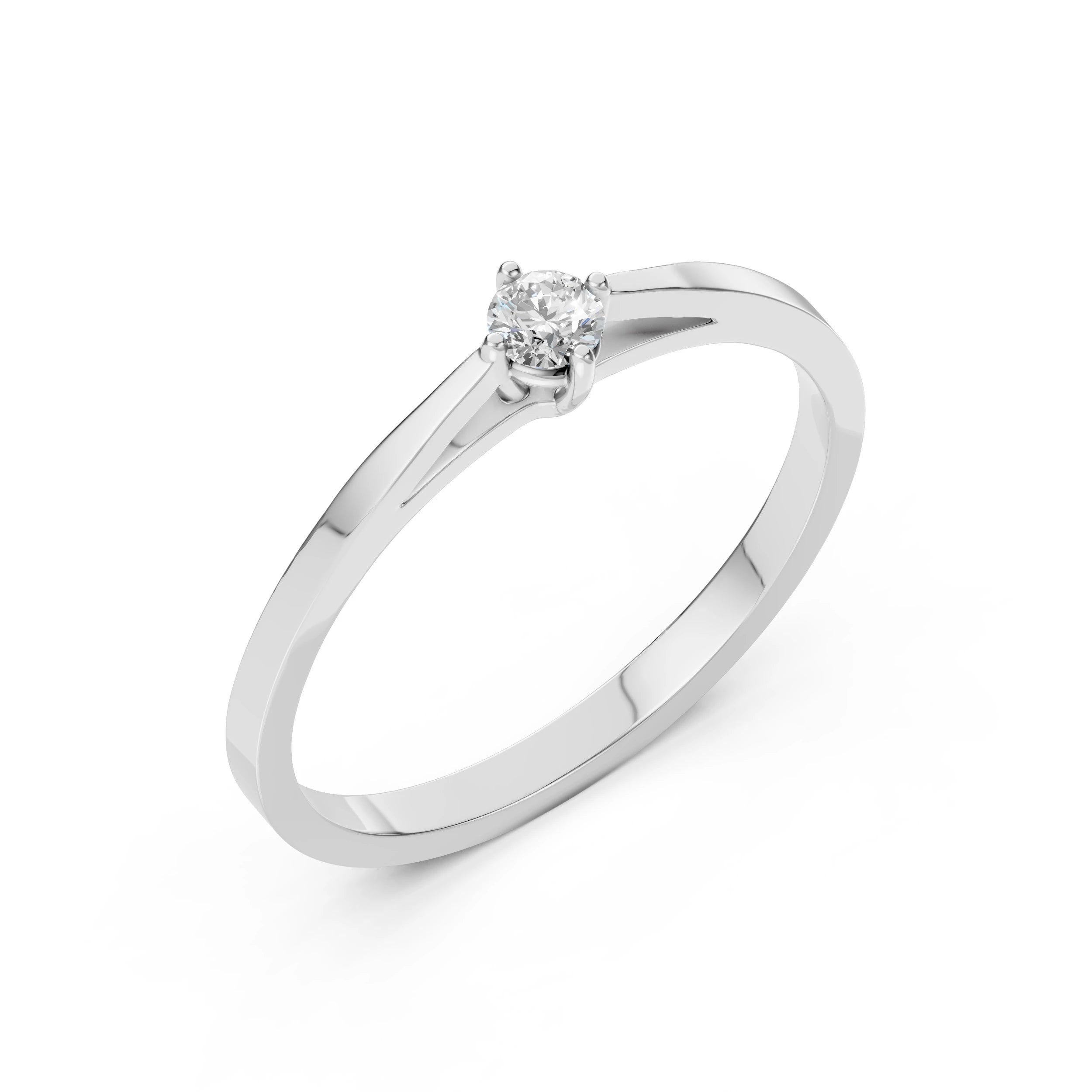 Inel de Logodnă Solitaire din Aur, Diamant Rotund Briliant 0.10 CT