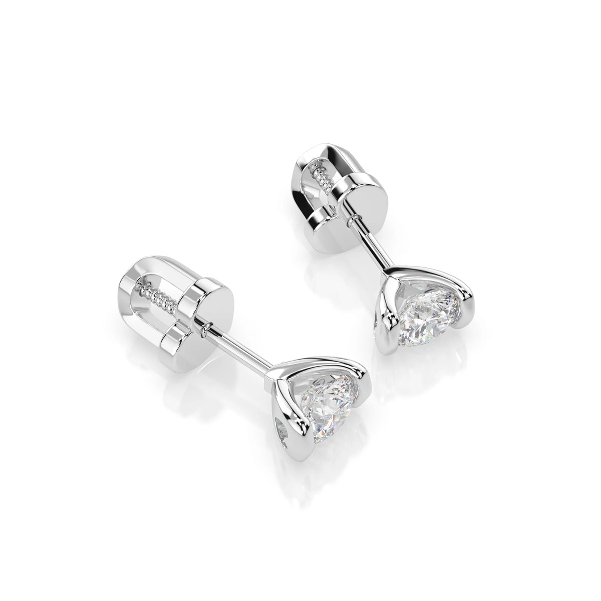 Cercei din Aur cu Diamante, Forma Rotund Briliant, 0,60 CT
