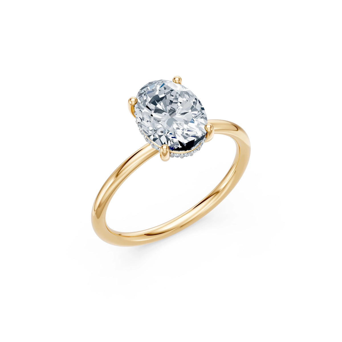 Inel de Logodnă Solitaire din Aur, Diamant Oval 2,00 CT
