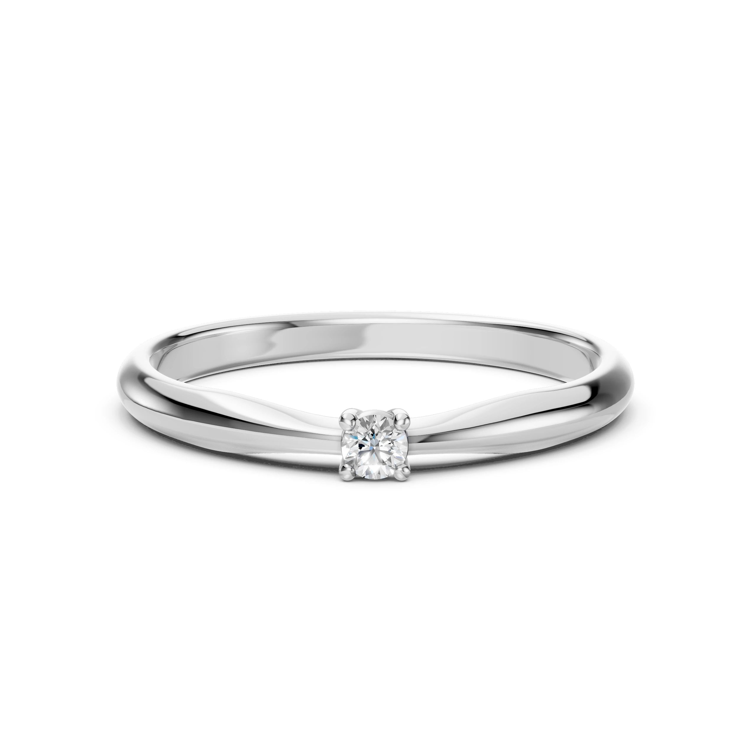 Inel de Logodnă Solitaire din Aur, Diamant Rotund Briliant 0.06 CT