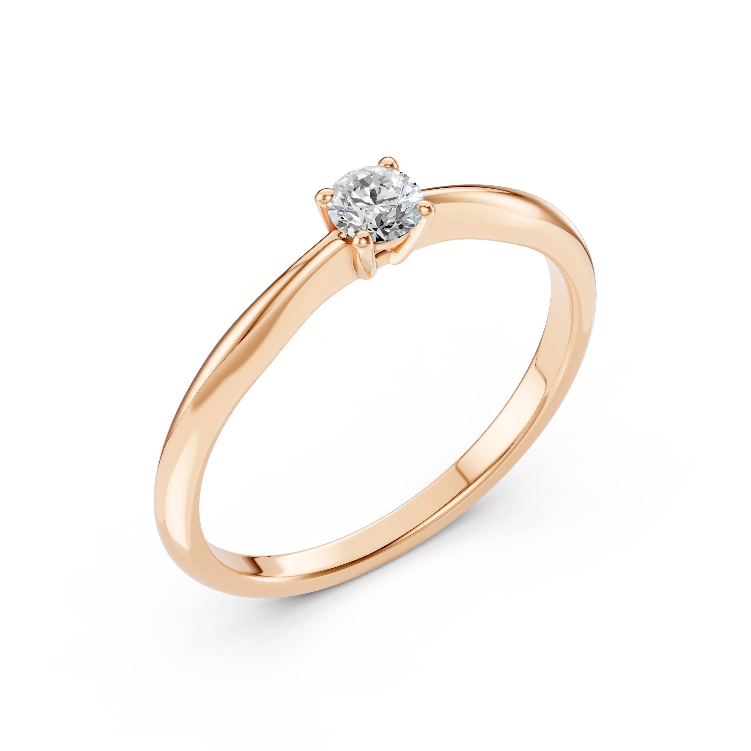 Inel de Logodnă Solitaire din Aur, Diamant Rotund Briliant 0.20 CT