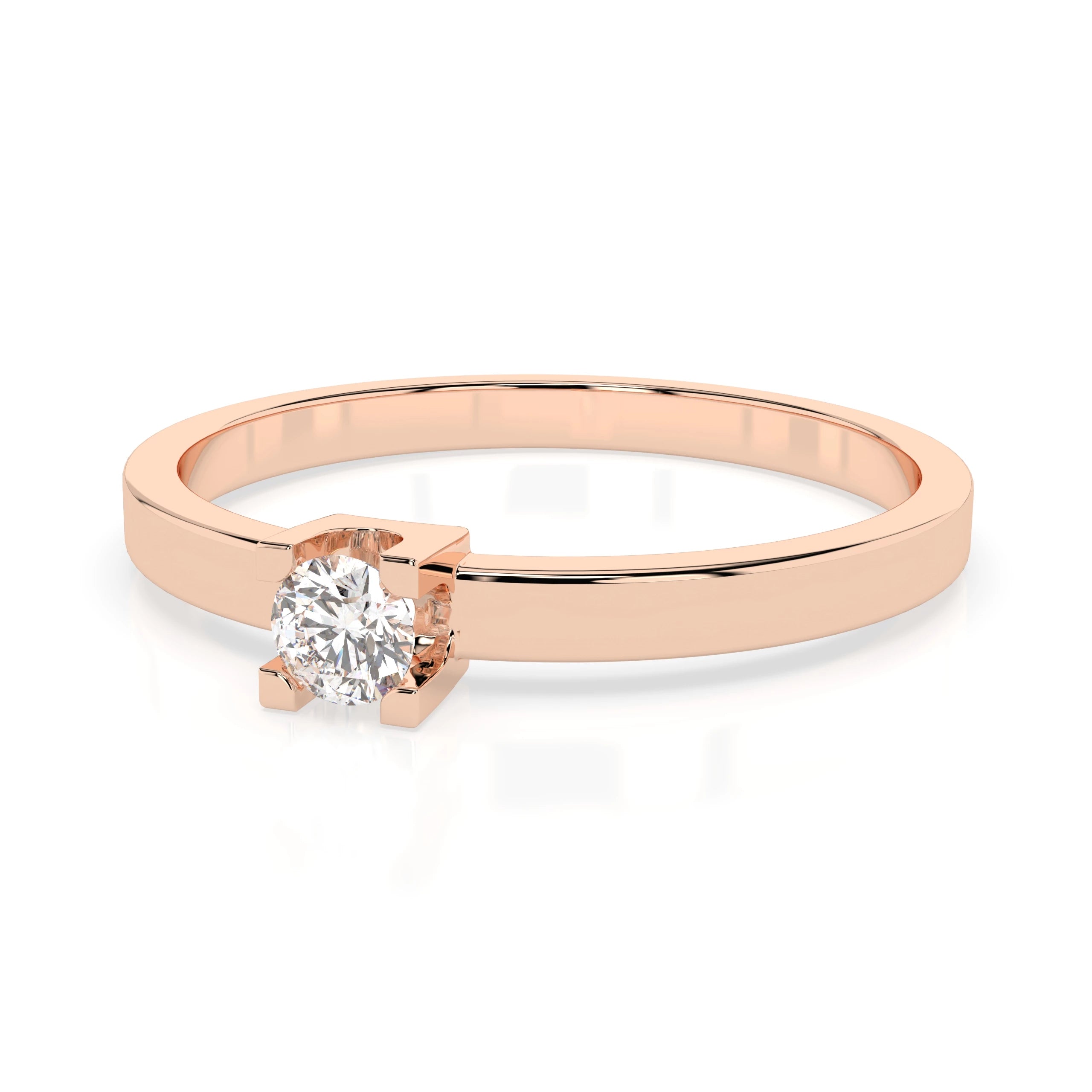 Inel de Logodnă Solitaire din Aur, Diamant Rotund Briliant 0.10 CT