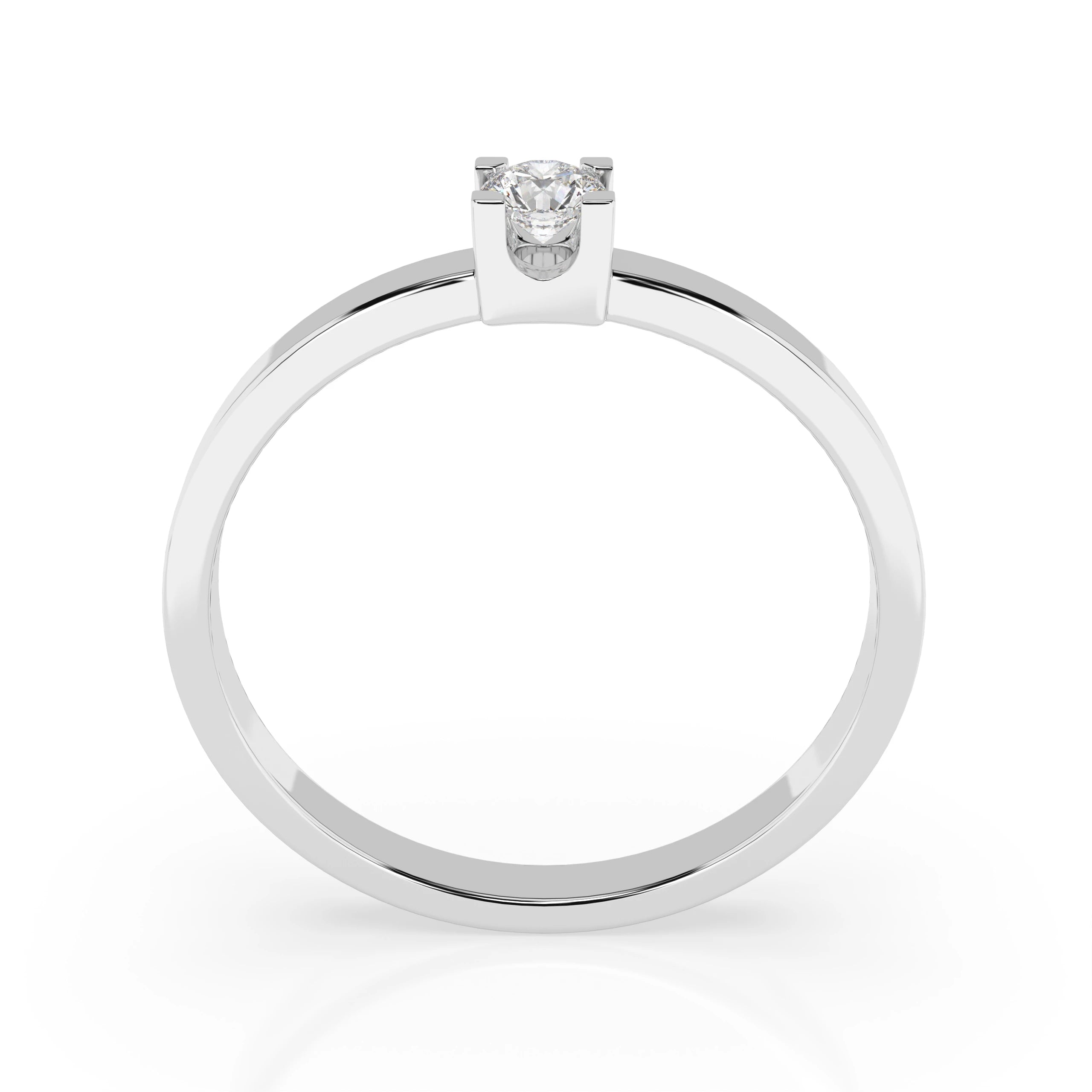 Inel de Logodnă Solitaire din Aur, Diamant Rotund Briliant 0.10 CT