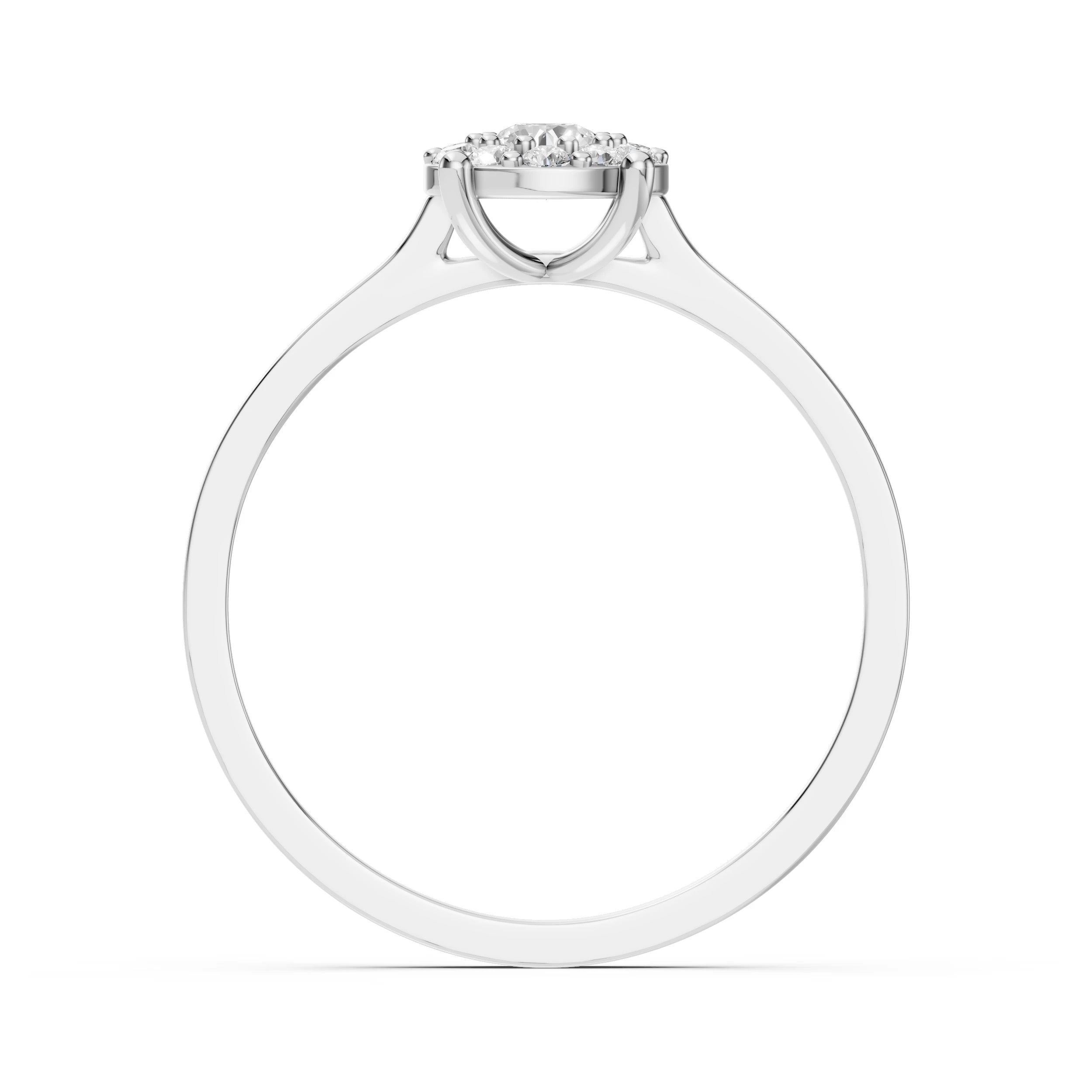 Inel de Logodnă din Aur cu Diamant Central și Diamante Laterale Rotunde 0.30 CT