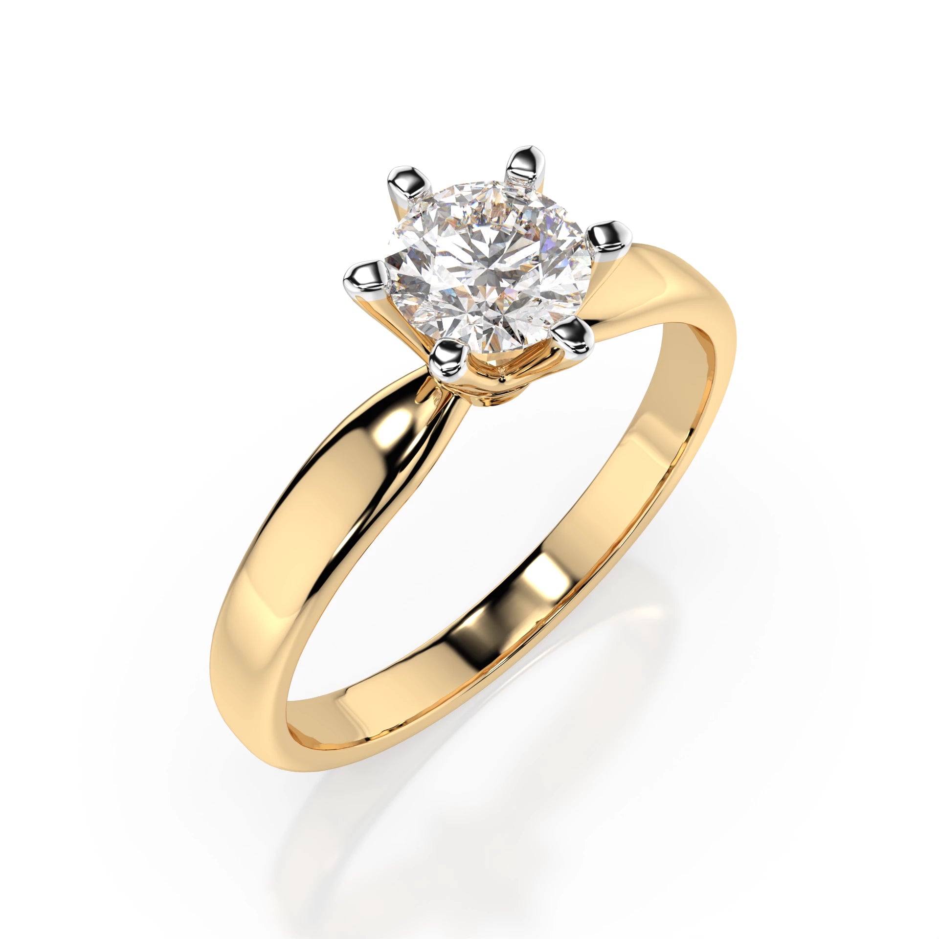 Inel de Logodnă Solitaire din Aur, Diamant Rotund Briliant 0.50 CT