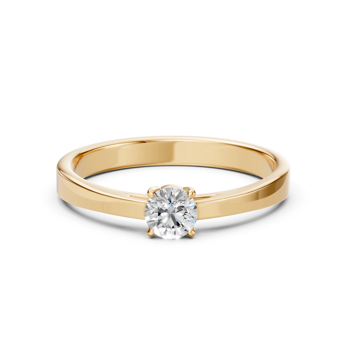 Inel de Logodnă Solitaire din Aur, Diamant Rotund Briliant 0.40 CT